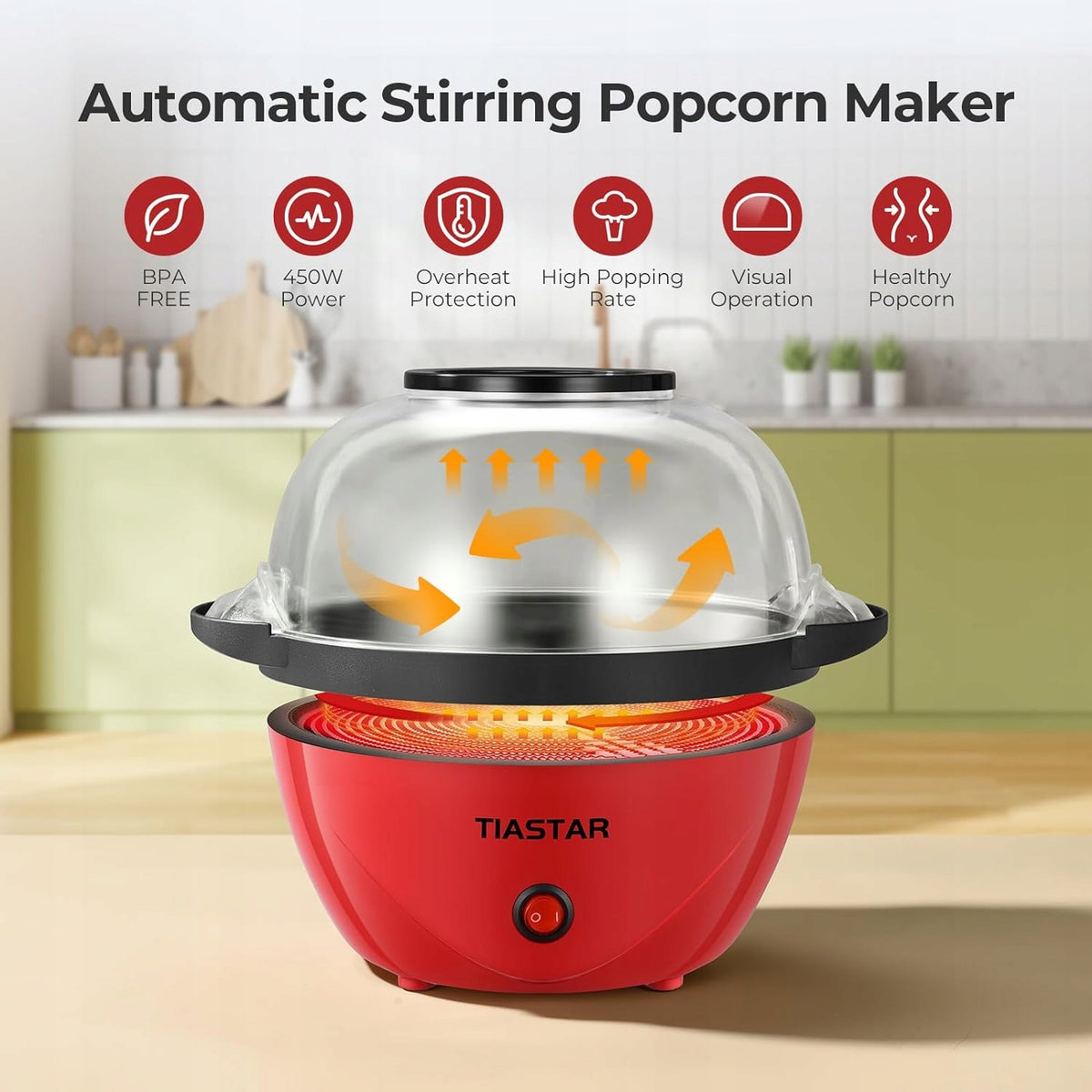 Popcorn machine Tiastar RH-912 red 450 W Manufacturer code RH-912