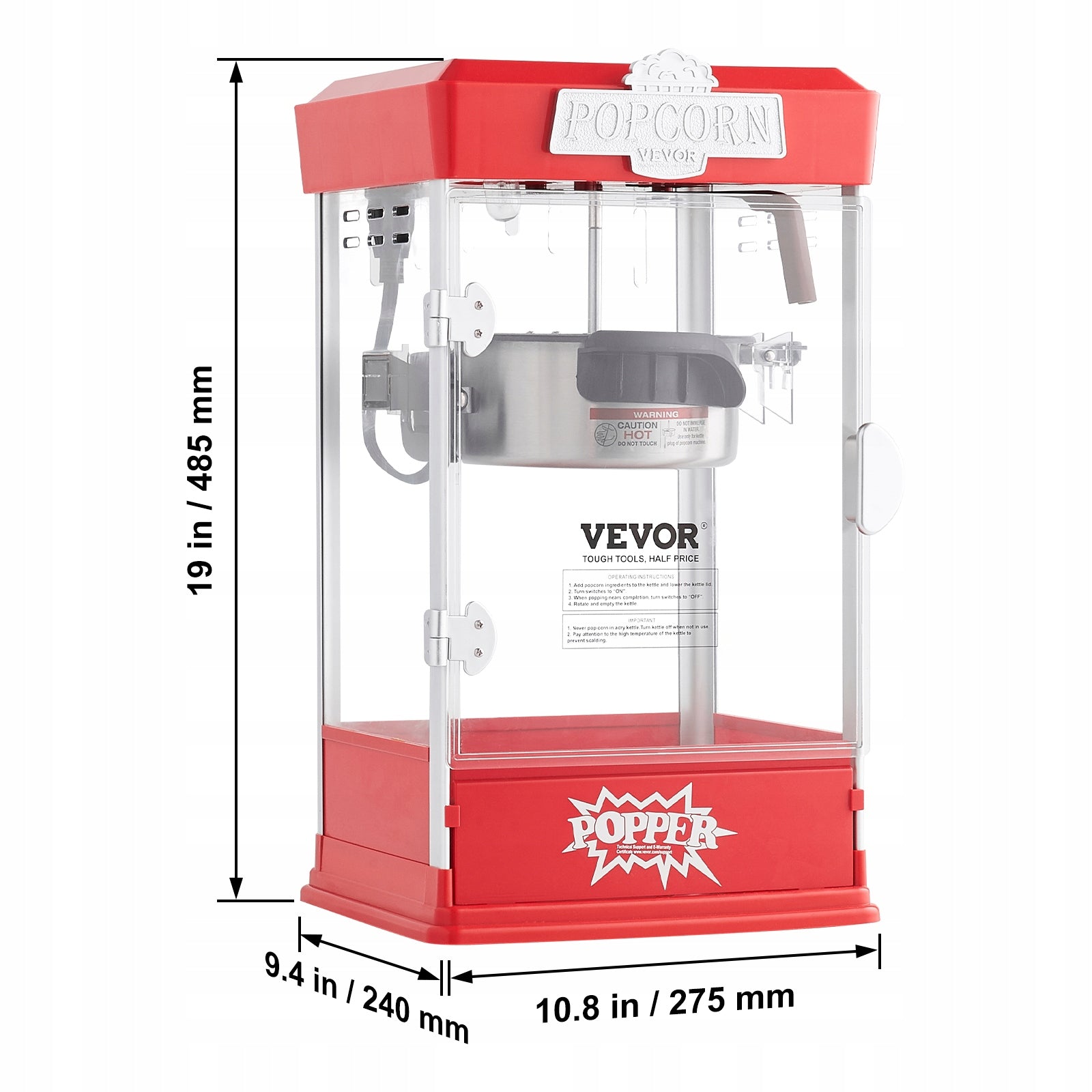 Popcorn machine Vevor 6077 red 480 W Brand Vevor