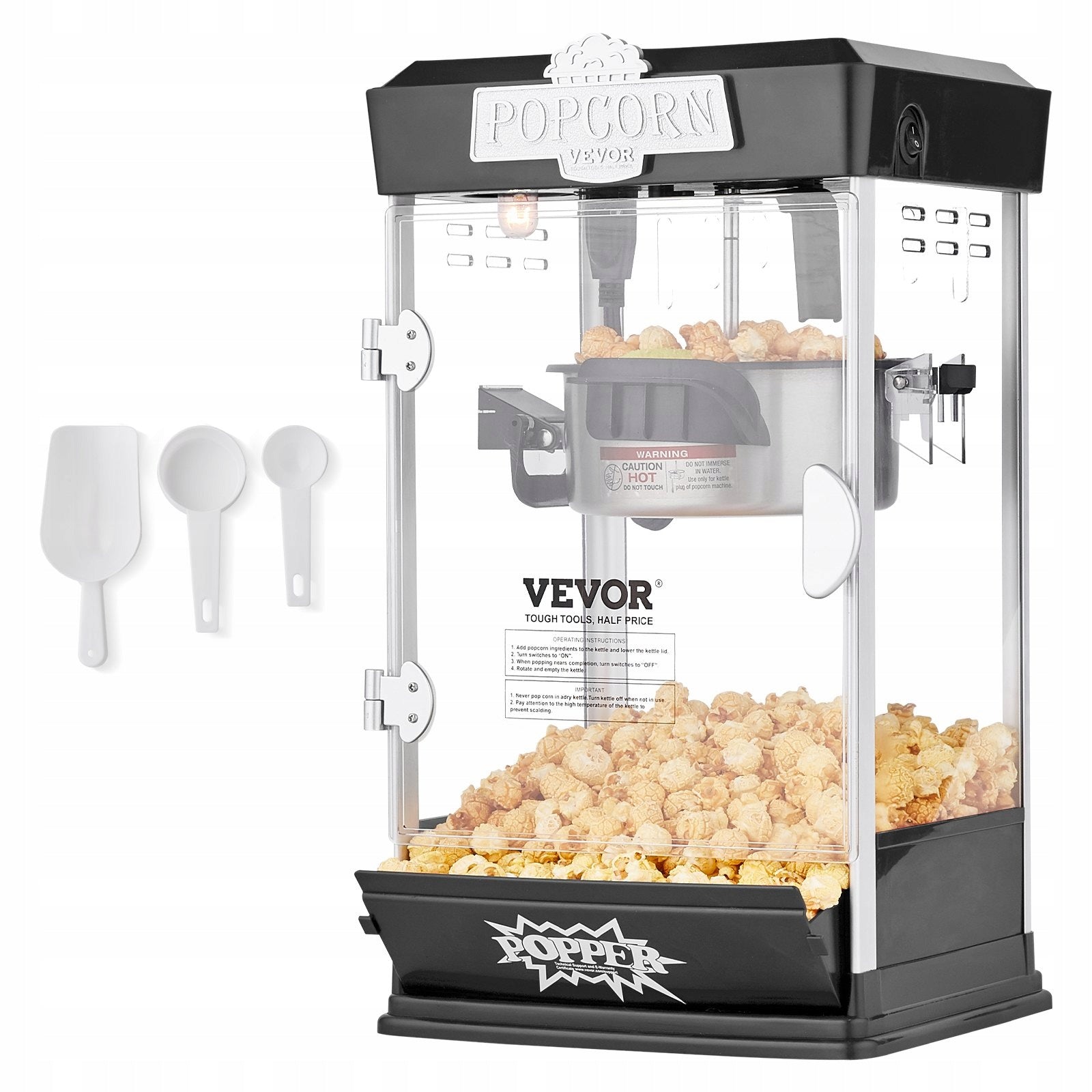 Popcorn machine automatic gastronomy device 480W premium black steel
