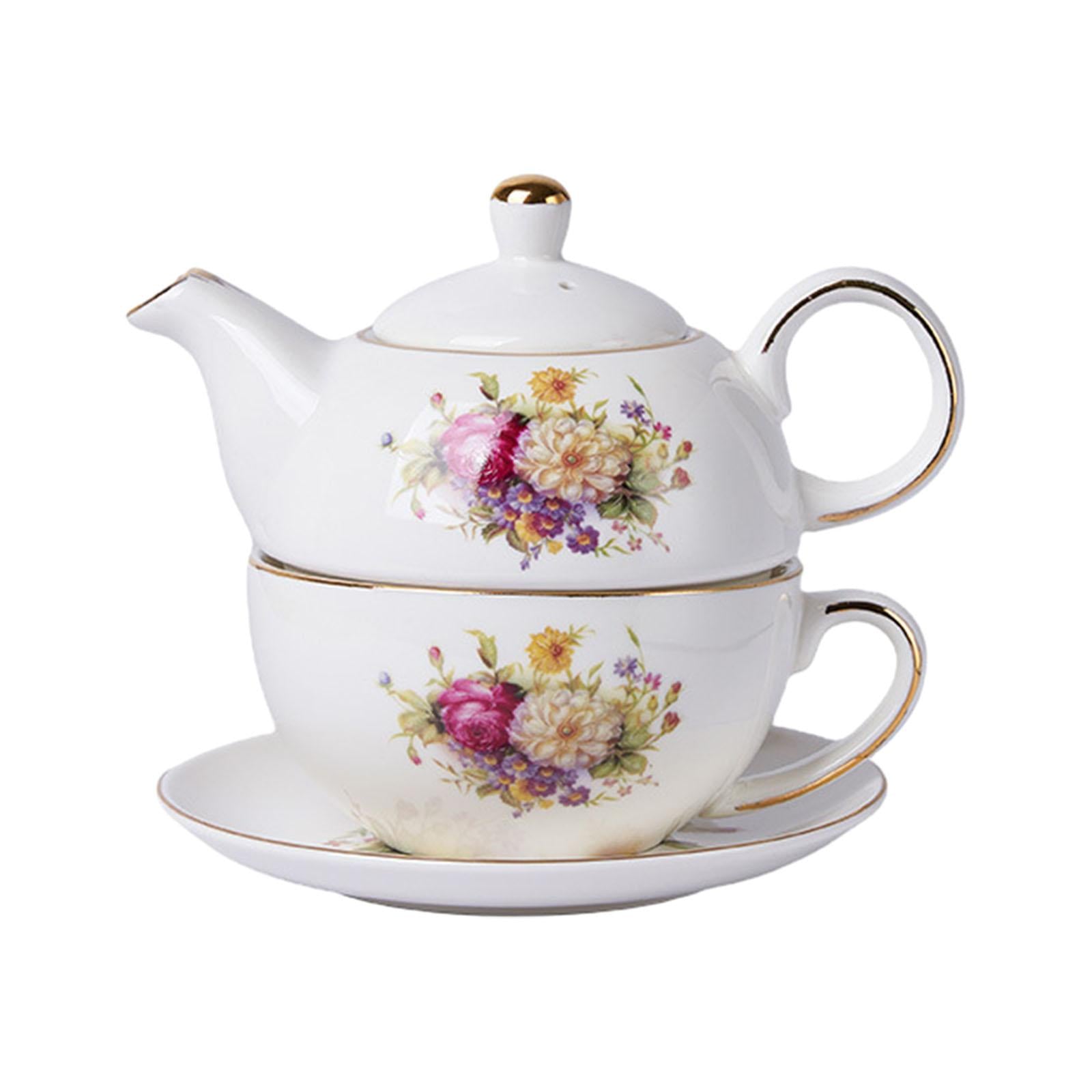 Porcelain Teapot and Cup Set Heat Resistant Durable Watercolor Floral Kind steam juicer