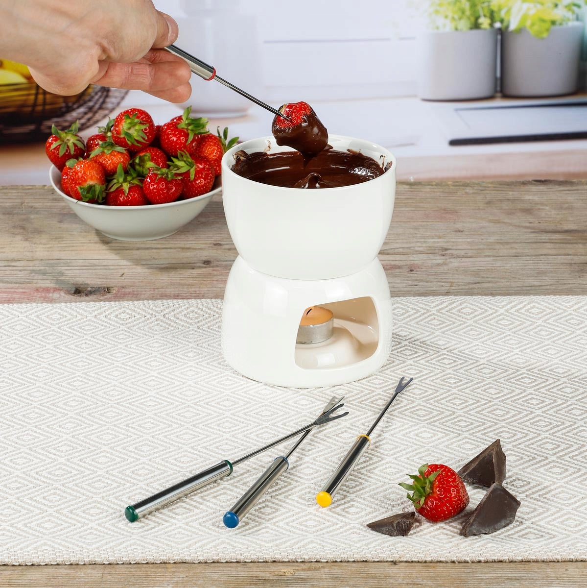 Porcelánové fondue na čokoládu se 4 vidličkami, 450 ml Brand no brand