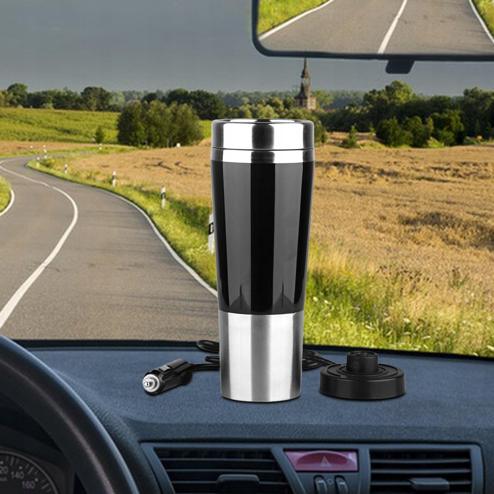 Portable 12V Car Kettle Boiler Stainless Steel 450ml Heated Water Black