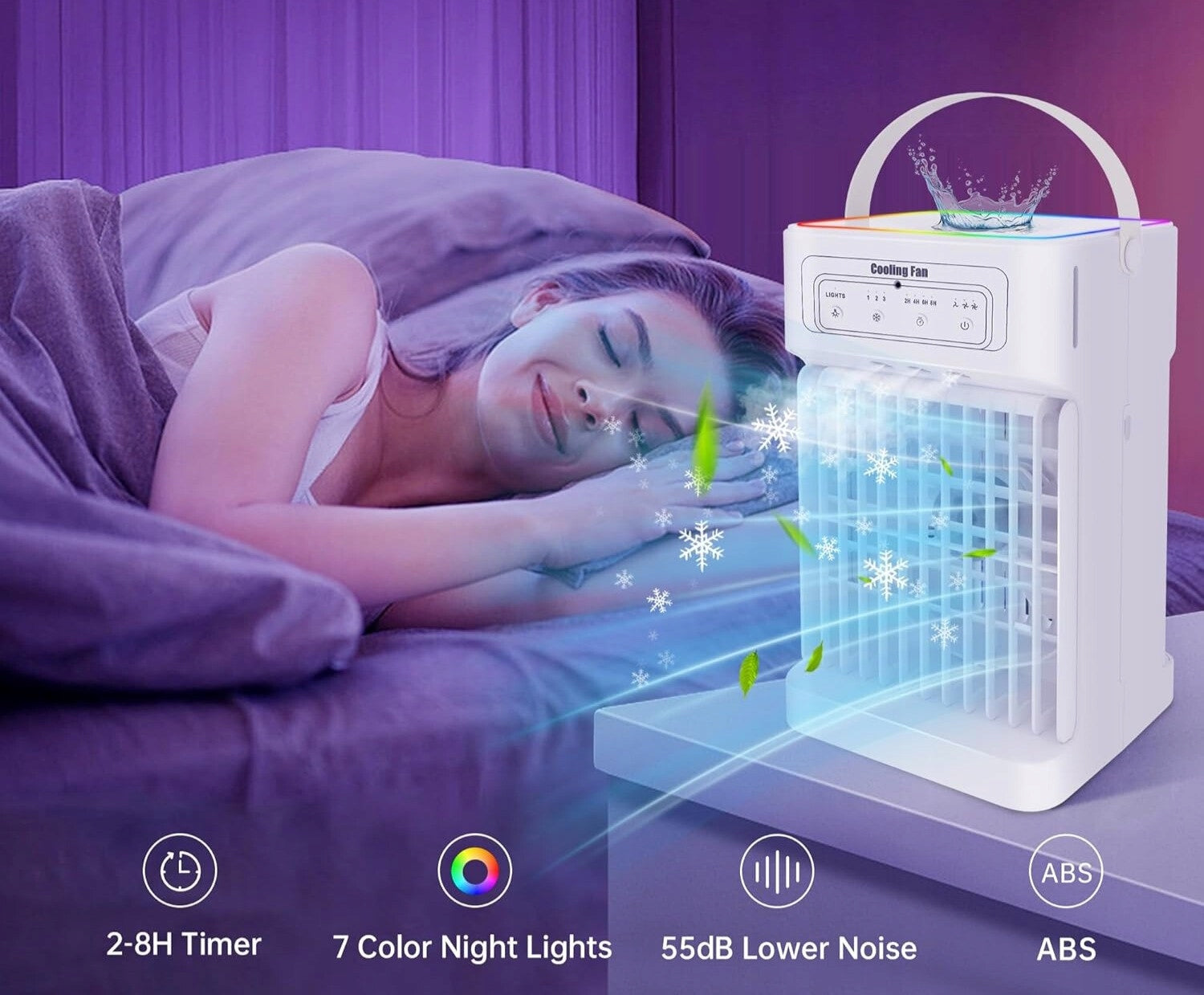 Portable Air Conditioner 1100ml USB LED 3 Speed Timer For Home, Office Manufacturer code klimatyzator przenośny
