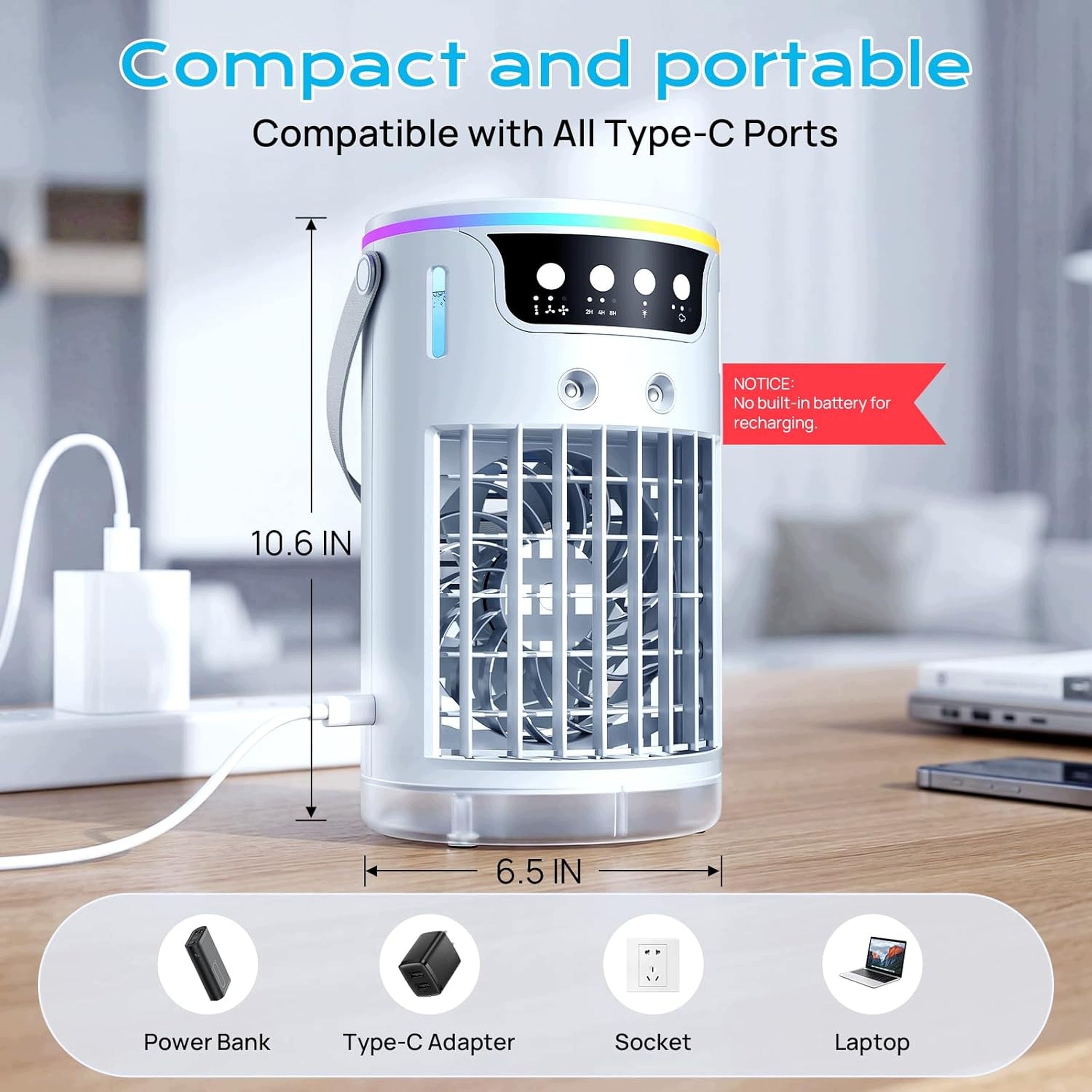 Portable Air Conditioner 4in1 Air Cooler 1200ml Timer 2-4-8h Remote Control Manufacturer code klimatyzator przenośny ewaporacyjny chłodnica