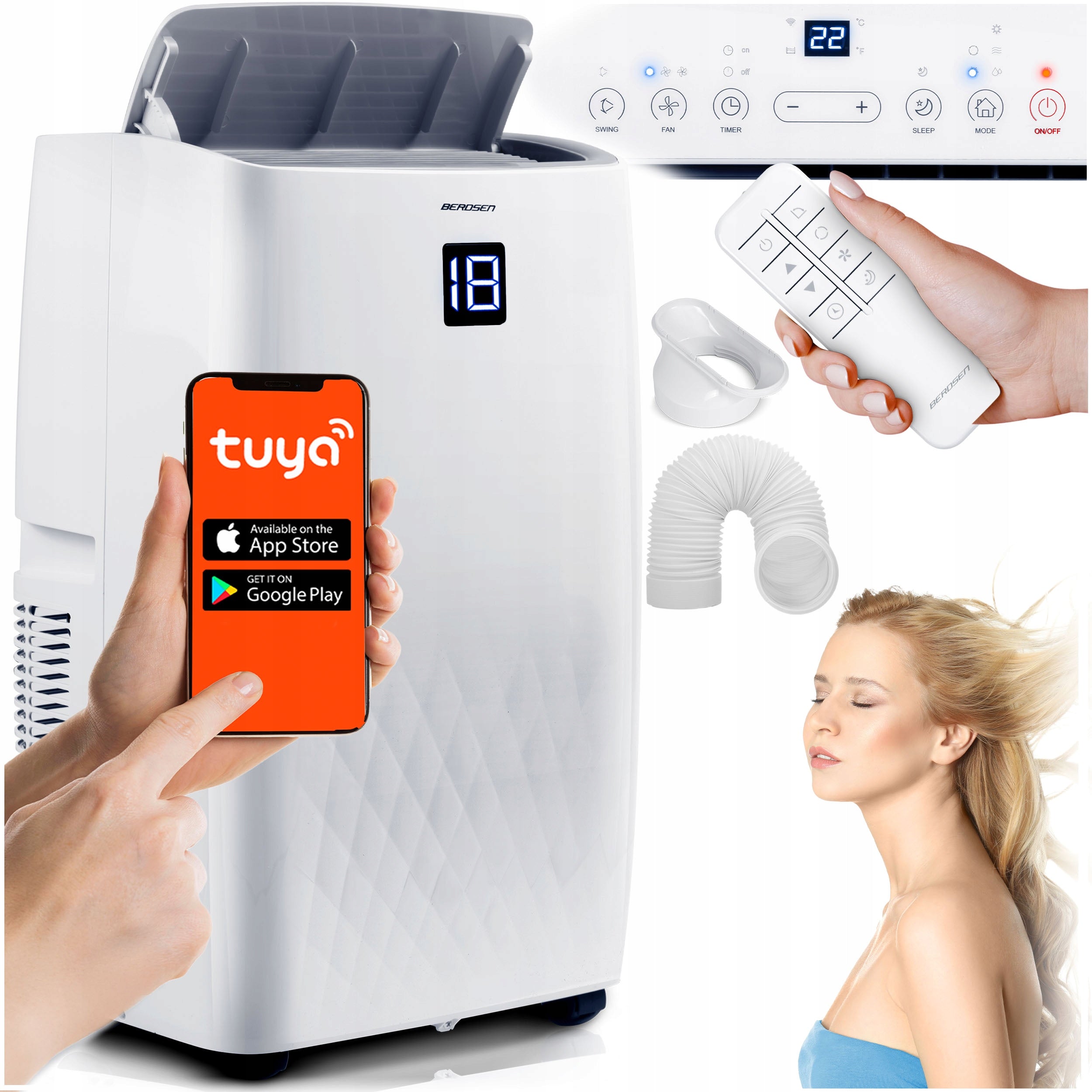 Portable Air Conditioner Quiet with Heating Function 4kW DEHUMIDIFIER 34l/24h WiFi