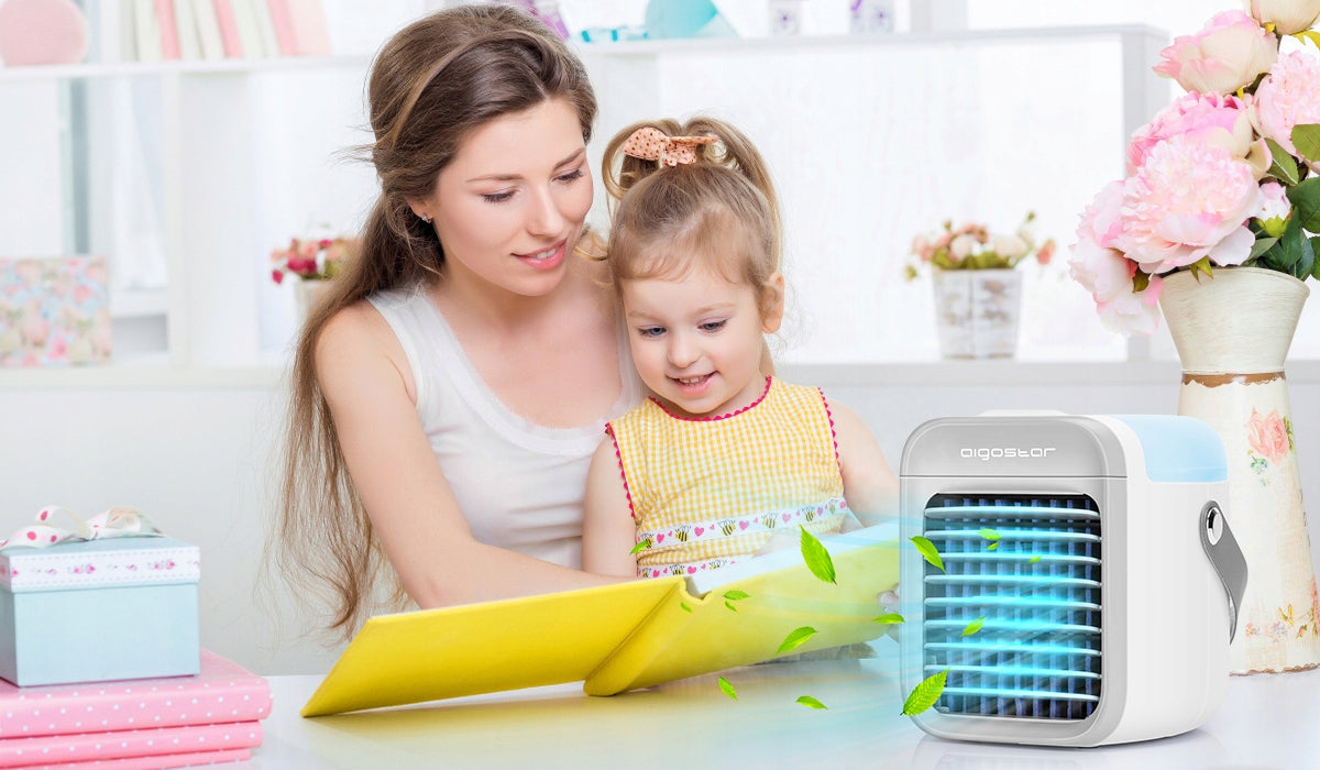 Portable Air Conditioner, USB, 7 Inch, 9 Blades, 3 Speeds, 2000 mAh, White Manufacturer code 330100A4Q