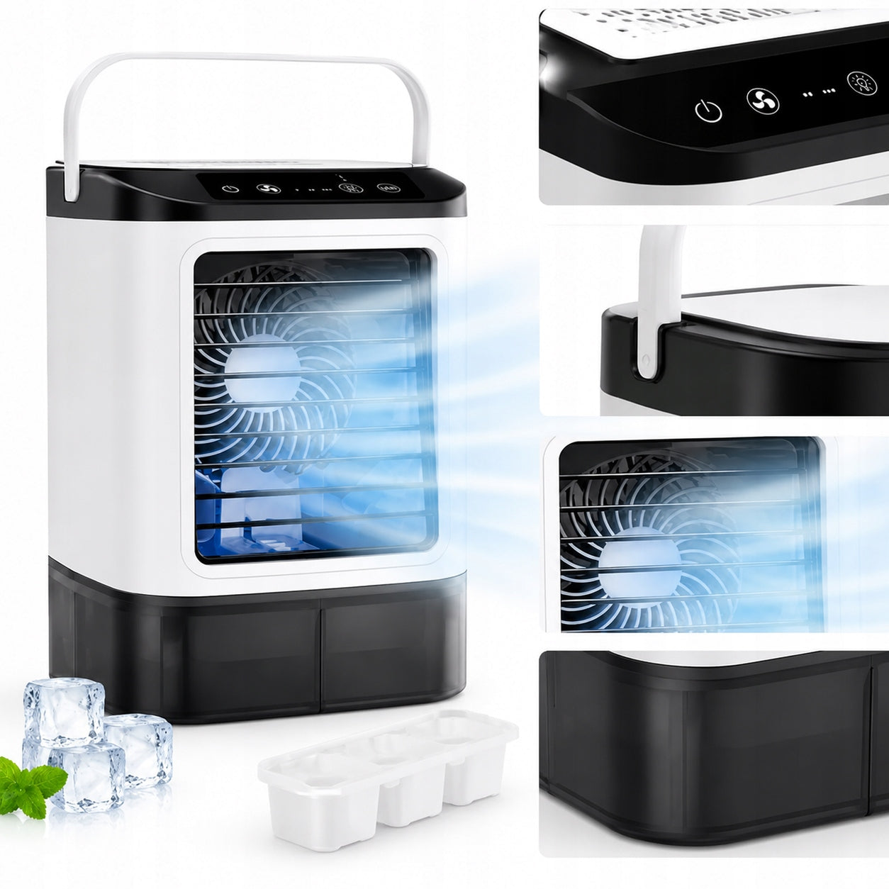 Portable Air Cooler 900ml USB 3 Speed Mist Fan LED Light Ice Brand no brand