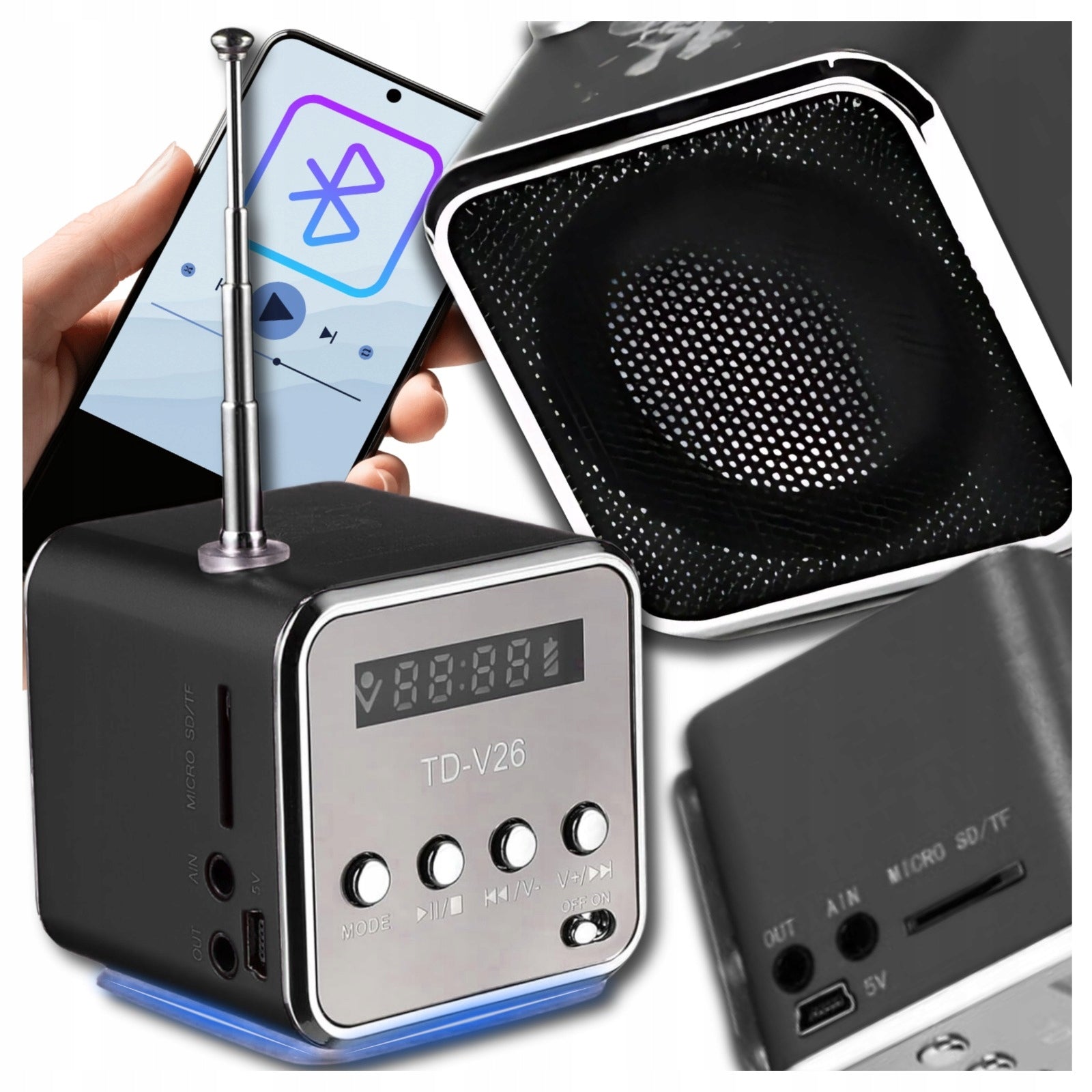 Portable Battery Operated FM Radio with FM Led Speaker USB Kitchen Radio