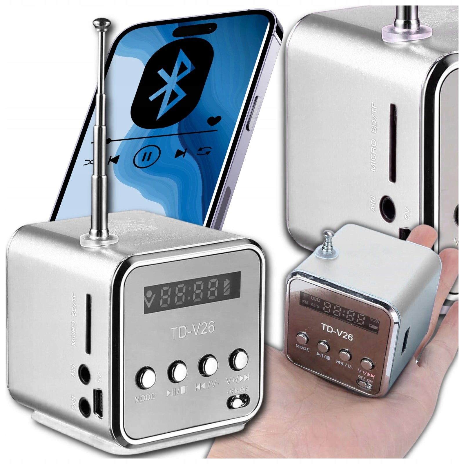 Portable Battery Operated FM Radio with FM Led Speaker USB Kitchen Radio