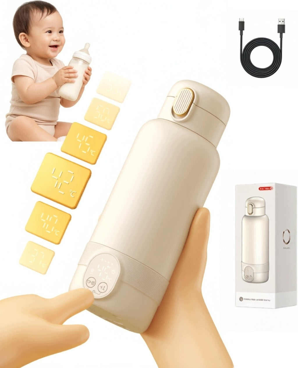 Portable Bottle Warmer Wireless 37 – 55°C 50W 14000mAh 500ml