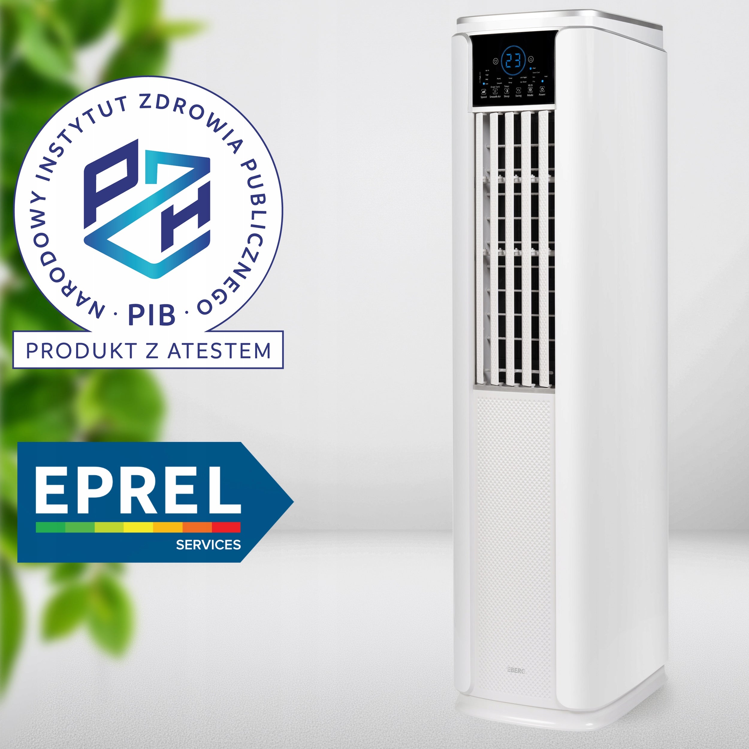 Portable Column Air Conditioner EBERG ACROS 4,7kW 4in1 WiFi Heat Pump Manufacturer code EBERG ACROS Klimatyzator kolumnowy 4w1 WiFi