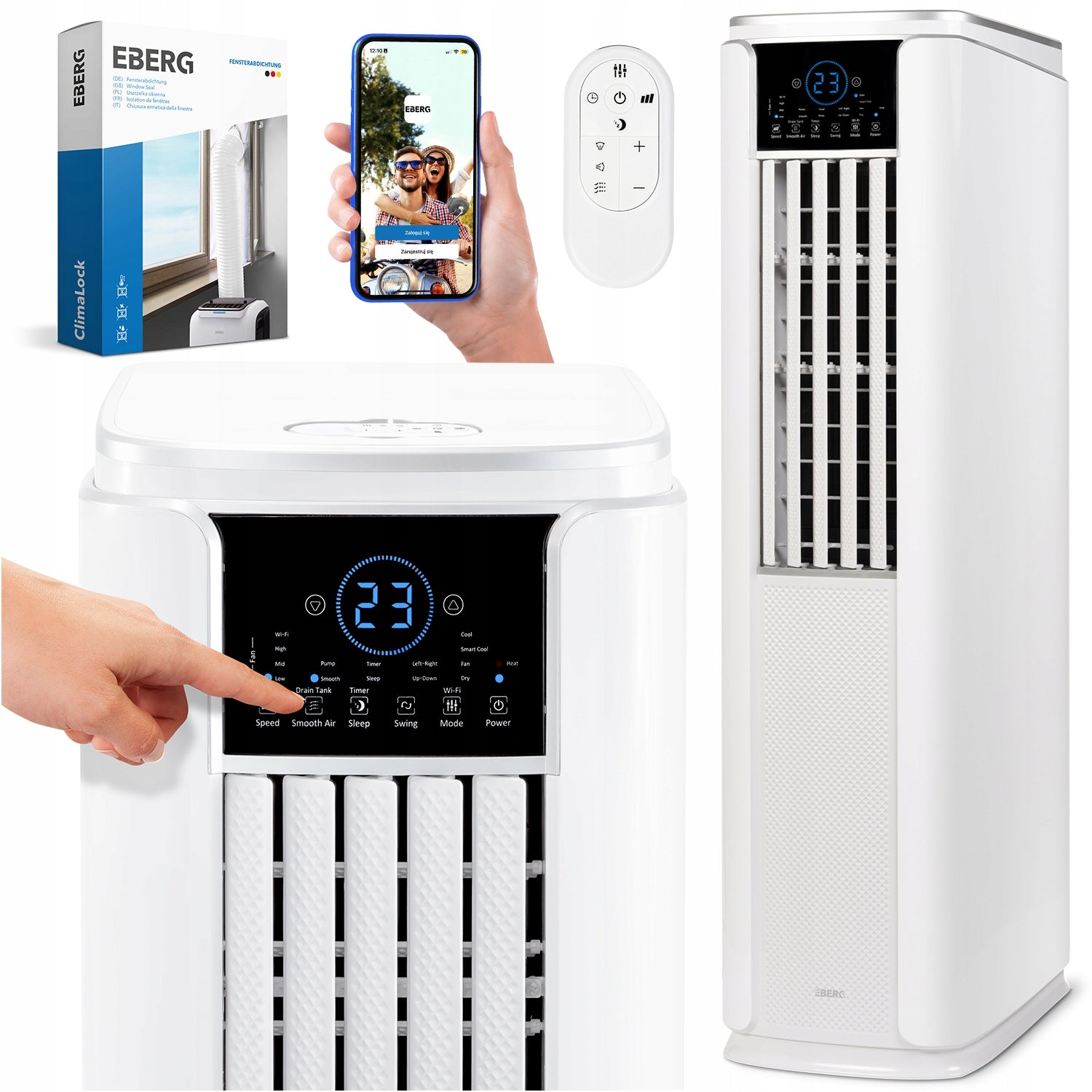 Portable Column Air Conditioner EBERG ACROS 4,7kW 4in1 WiFi Heat Pump