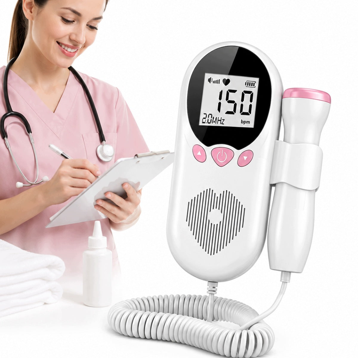 Portable Doppler Fetal Heart Rate Monitor with LCD, Sensitive Ultrasonic Probe