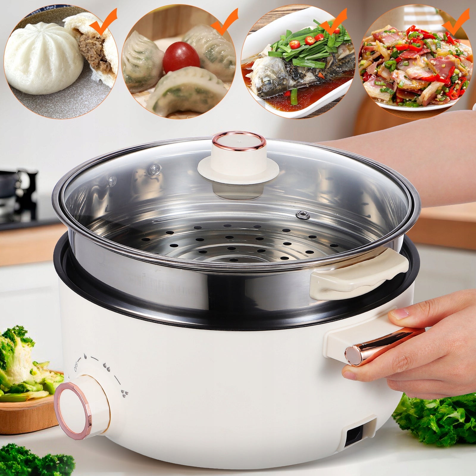 Portable Electric Hot Pot Multi-Function Pot Non-Stick Heating Pot 4L Brand no brand