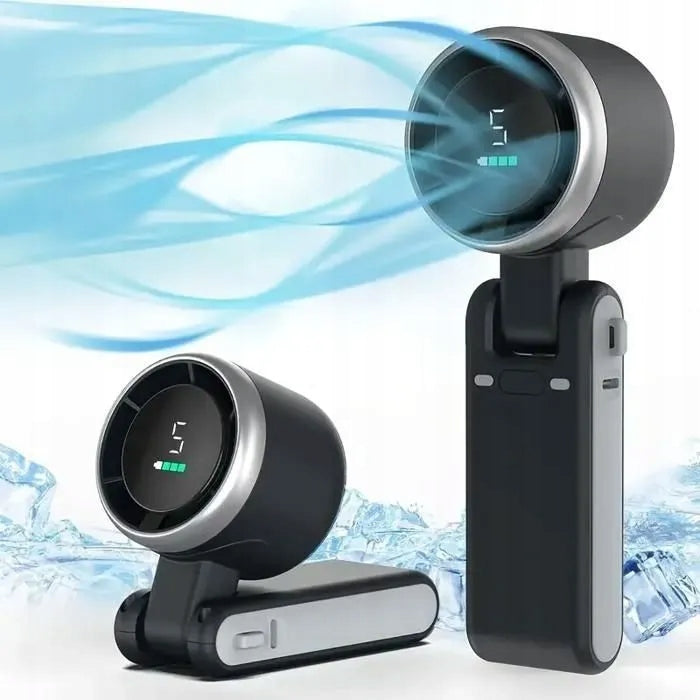 Portable Foldable Handheld Fan USB Rechargeable 5 Speeds 3600mAh Black