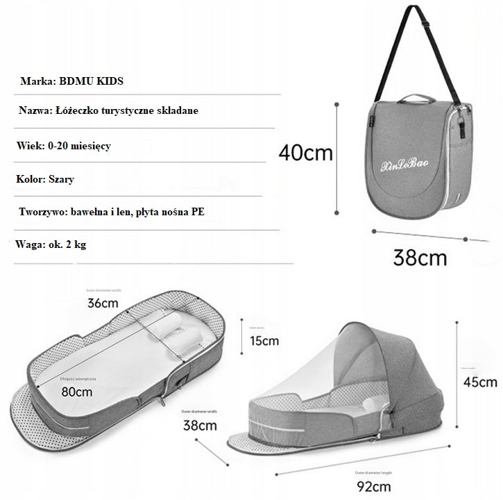 Portable Folding Travel Cot with Mosquito Net BDMU KIDS Manufacturer code MUB1283