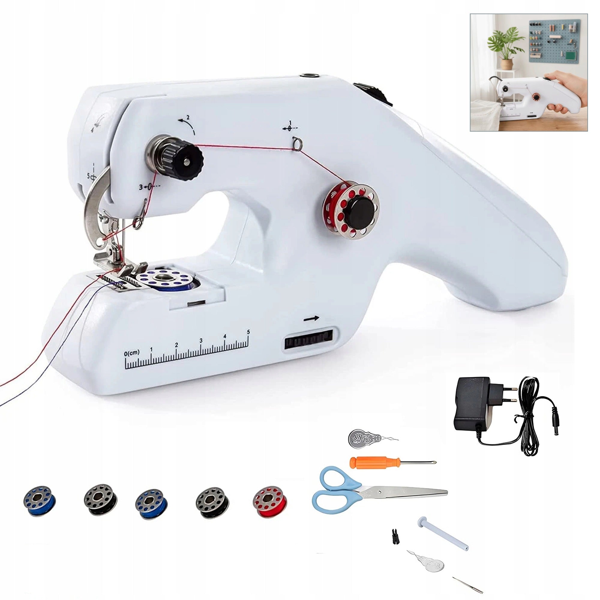 Portable Handheld DIY Double Thread Stitch Sewing Machine with DC Power Supply
