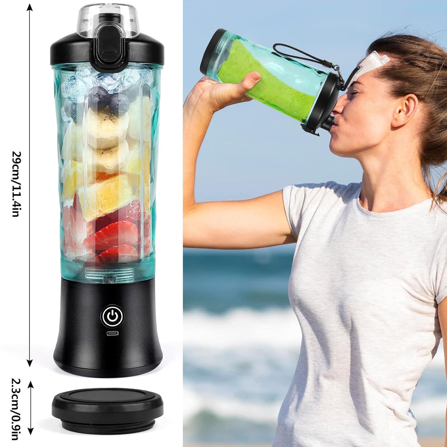 Portable Juicer Mixer Dual Modes Easy Clean Coffee/Fruit/Ice Blender 600ml Packaging status original