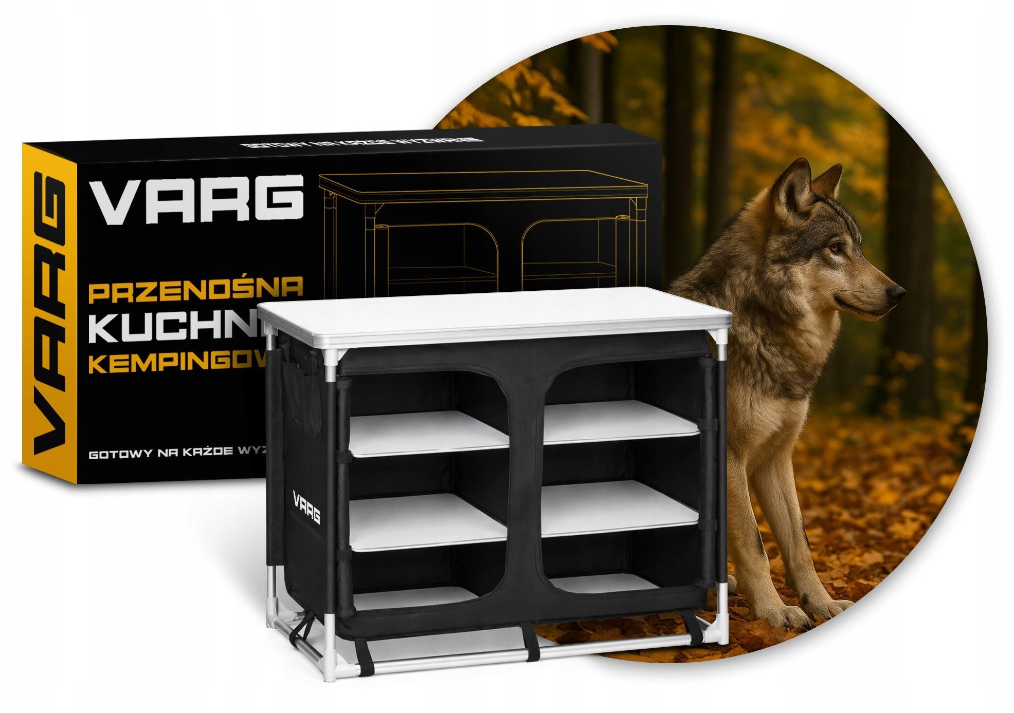 Portable Kitchen Camping Folding Cabinet 97×47,5×78 cm with Bag Pouch Packaging status original