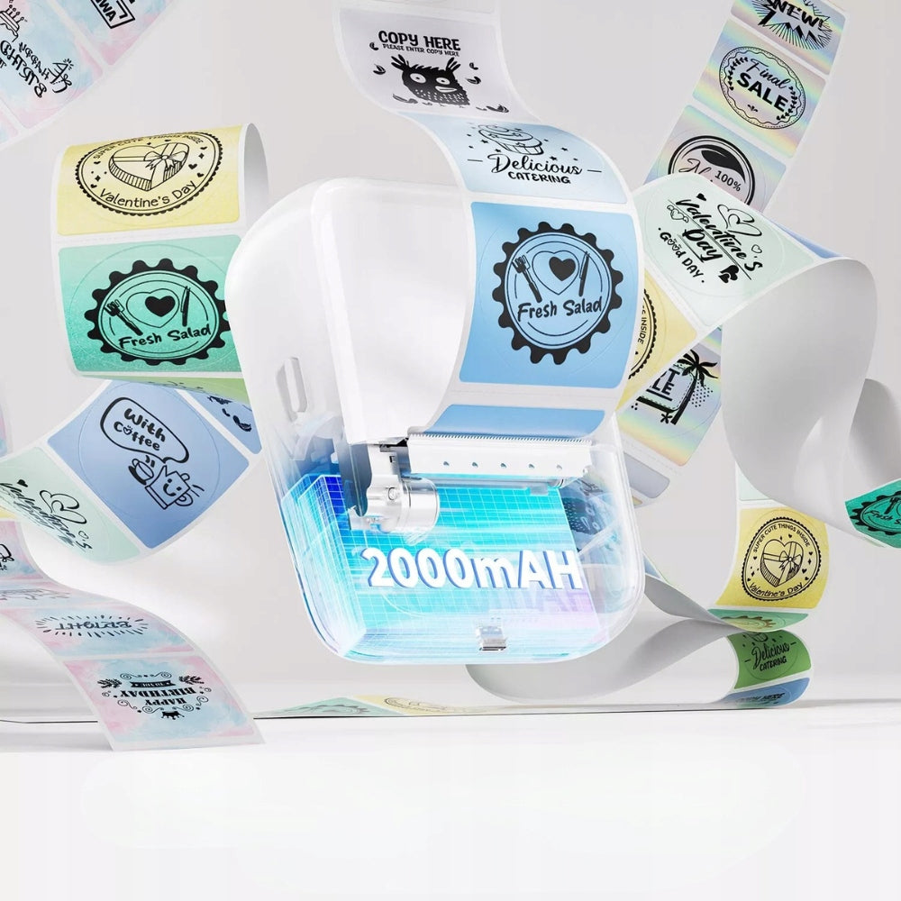 Portable Label Printer MUNBYN FM226 Bluetooth Sticker Logo Codes Packaging status original