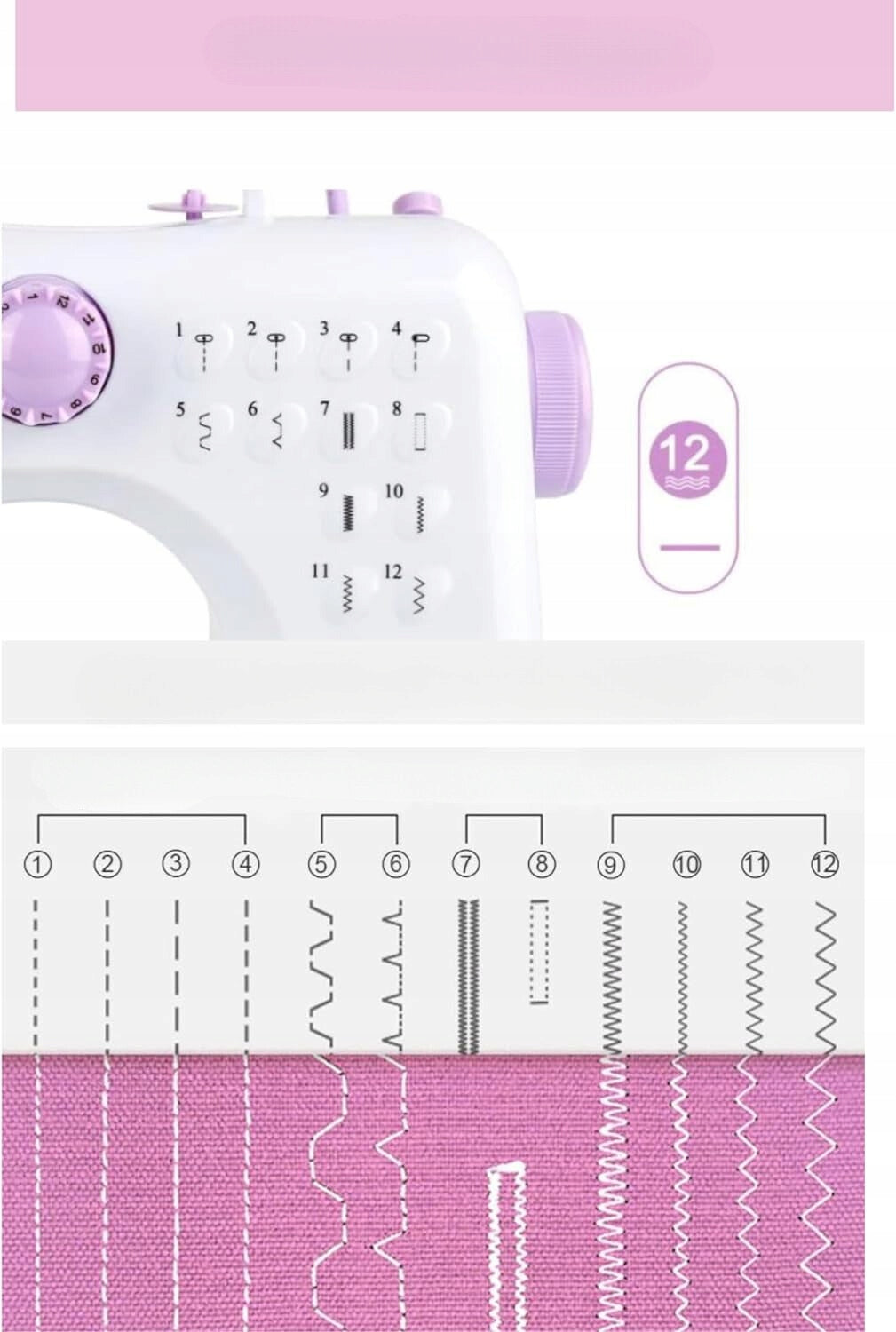Portable Magic Select Sewing Machine 12 Stitches 2 Speeds Foot Pedal Manufacturer code FHSM-505