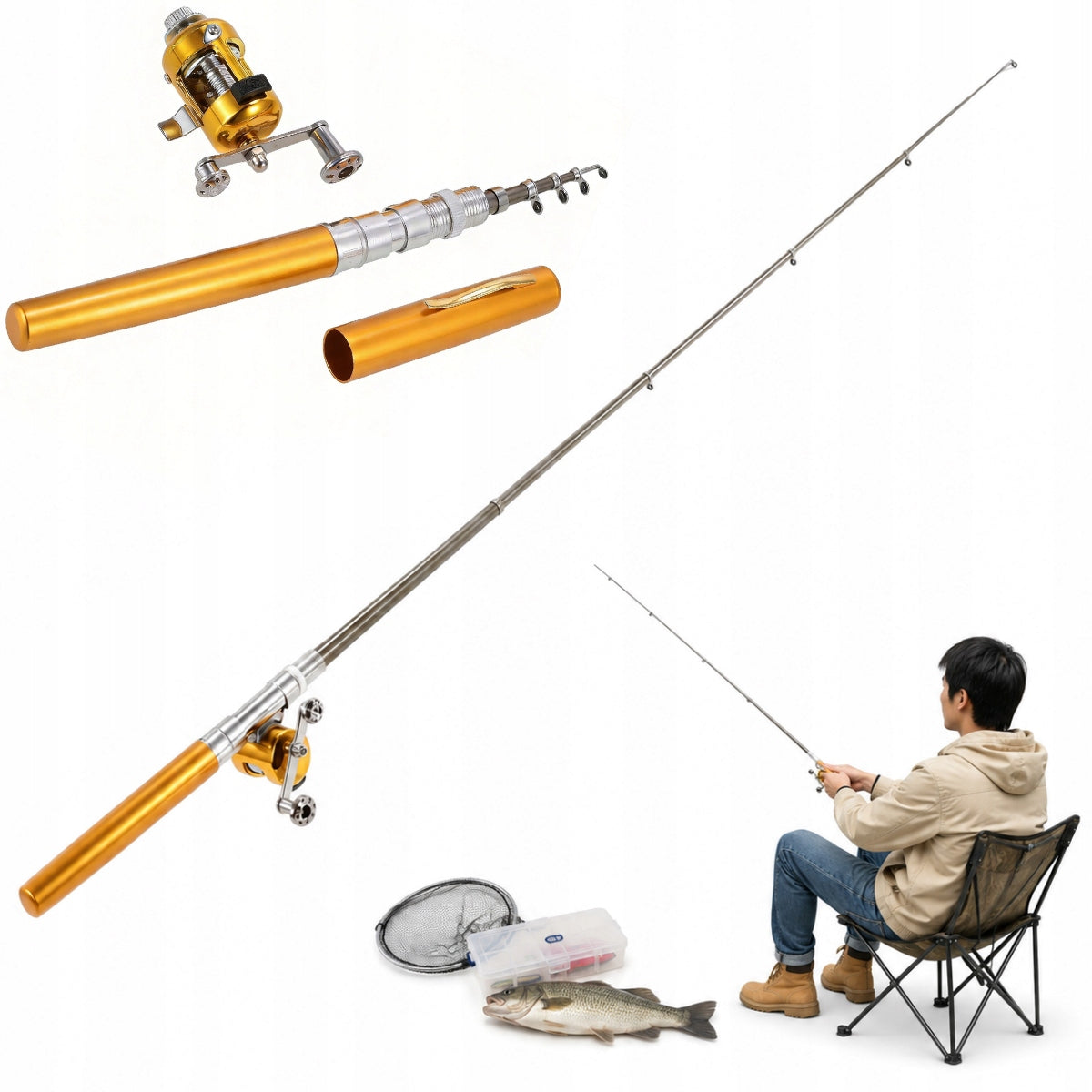 Portable Mini Fishing Rod Pen Reel For Pocket Lightweight