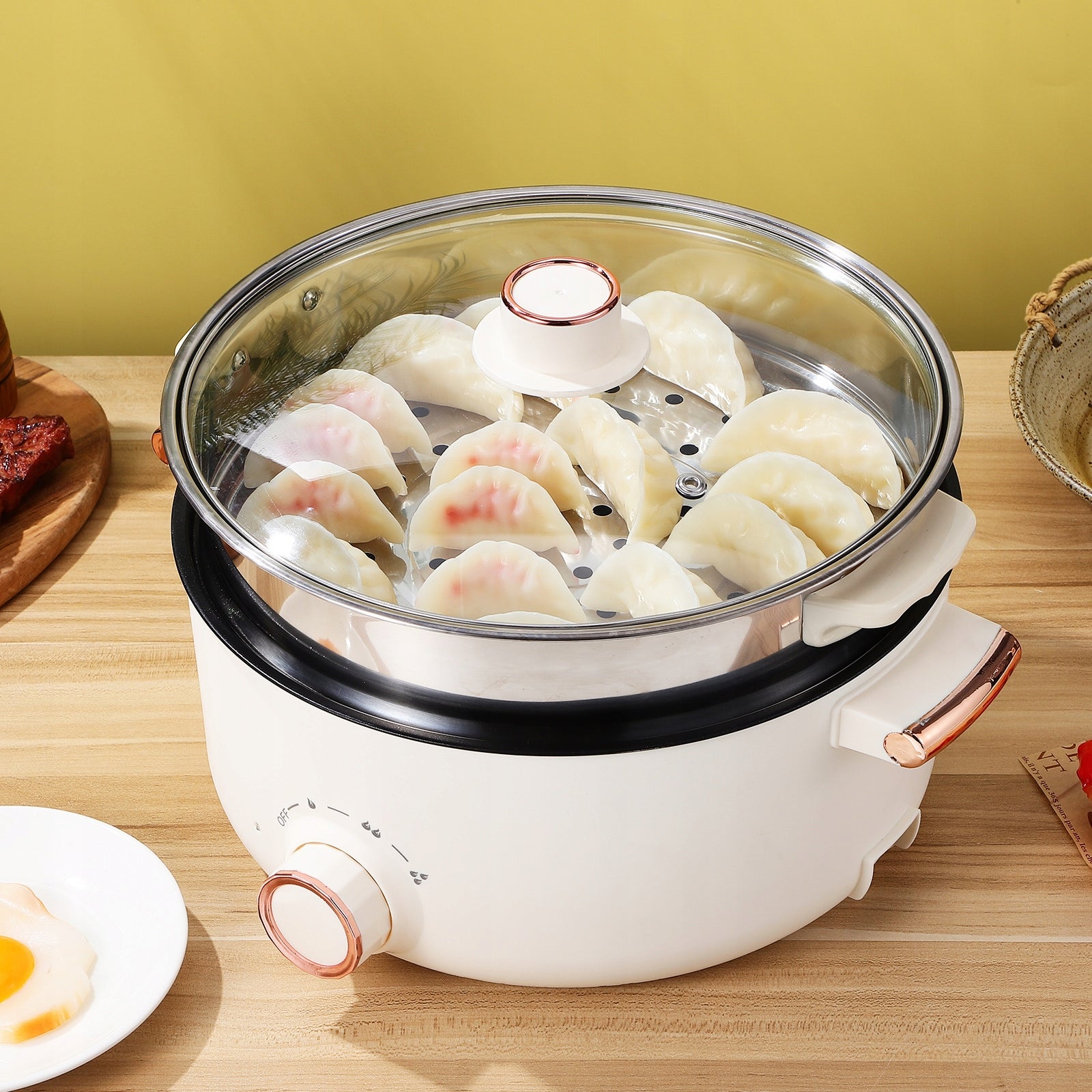 Portable Multi-Function Electric Hot Pot 28cm Non-Stick Pot + Steel Basket Packaging status original