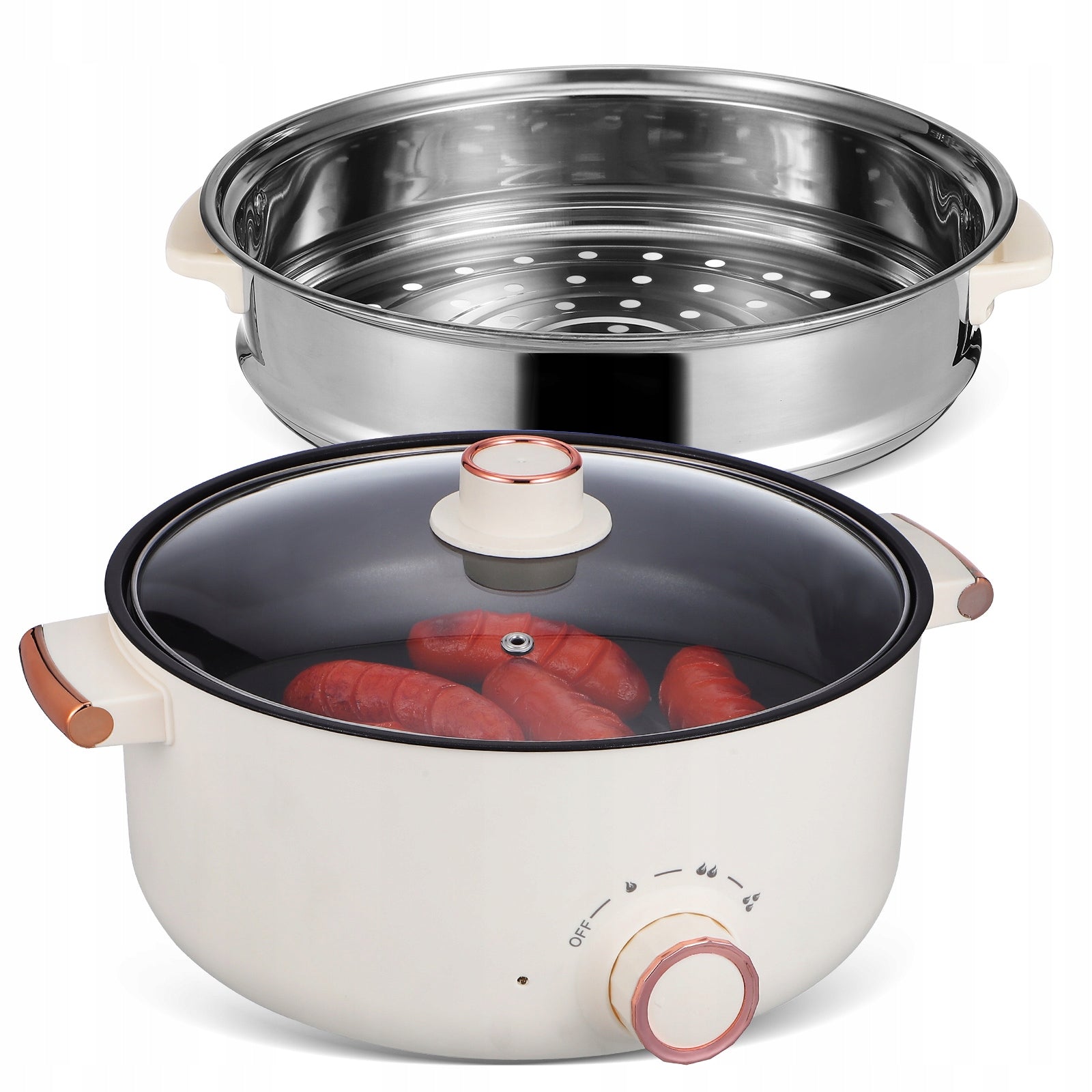 Portable Multi-Function Electric Hot Pot 28cm Non-Stick Pot + Steel Basket