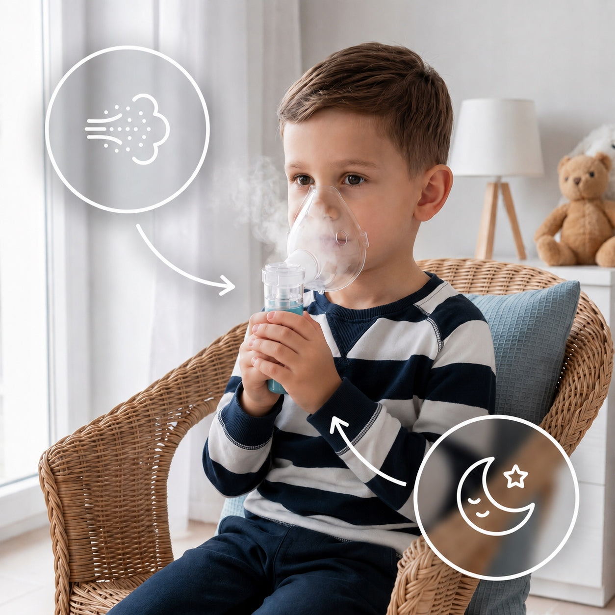 Portable Nebulizer Inhaler MESH Ultrasonic Kids + Power Supply Quiet Medical device yes