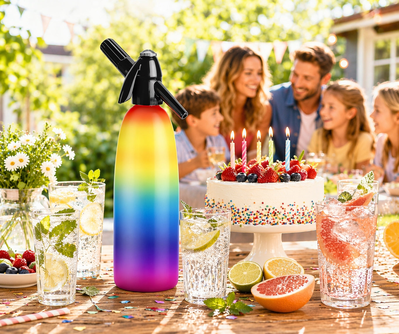Portable QUICK SODA MAKER siphon saturator for sparkling water 1L RAINBOW ART Manufacturer code SA-1K