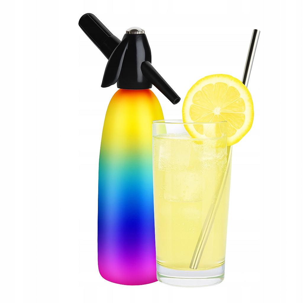 Portable QUICK SODA MAKER siphon saturator for sparkling water 1L RAINBOW ART