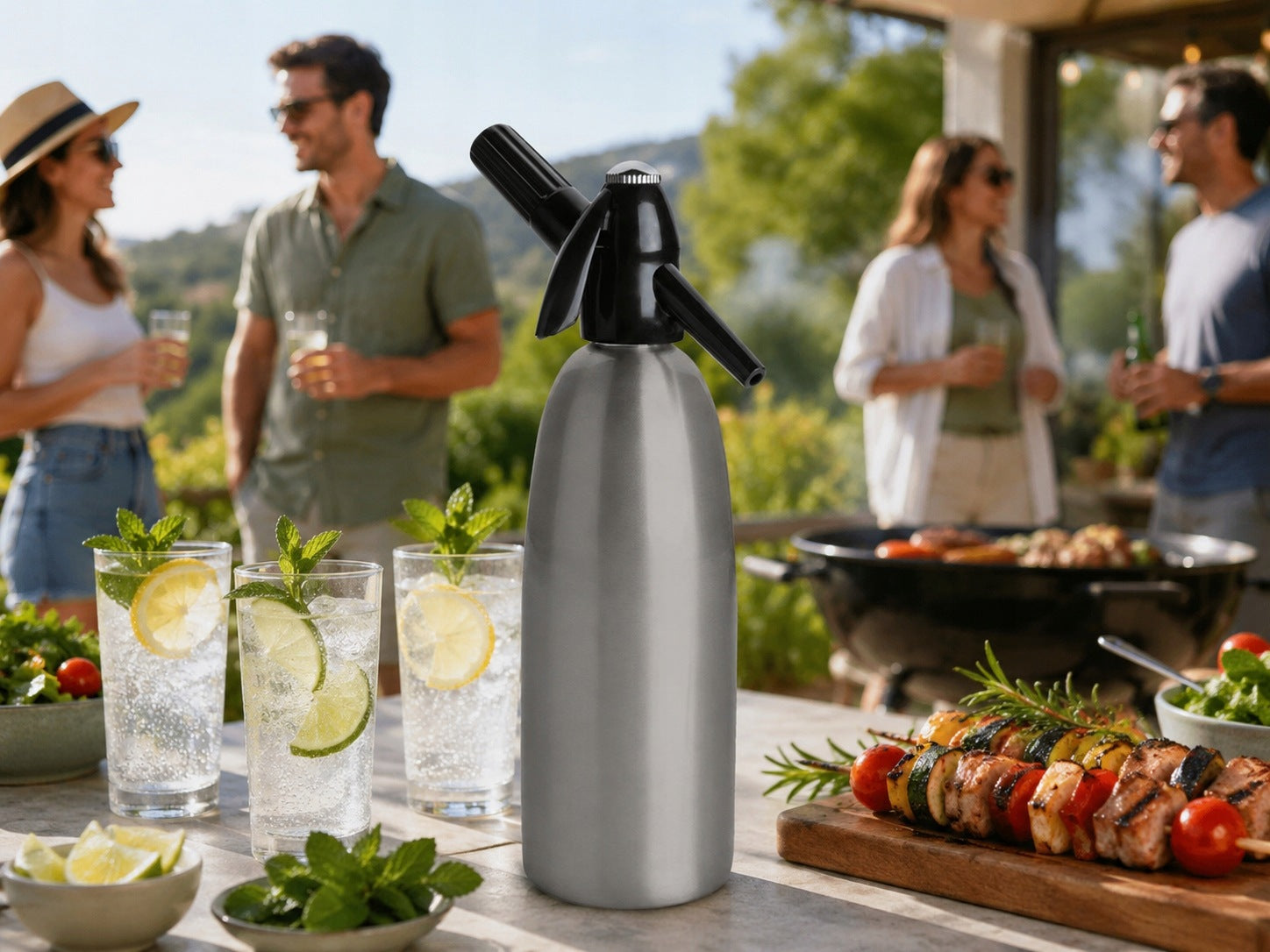 Portable QUICK SODA MAKER siphon saturator for sparkling water 1L grey ART Packaging status original