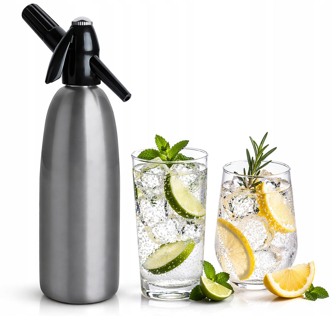 Portable QUICK SODA MAKER siphon saturator for sparkling water 1L grey ART