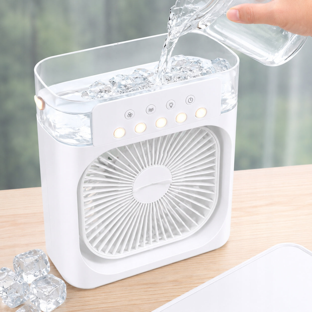 Portable Quiet Fan Humidifier Air Conditioner 3in1 USB for Water - White Manufacturer code MINI COOLING FAN