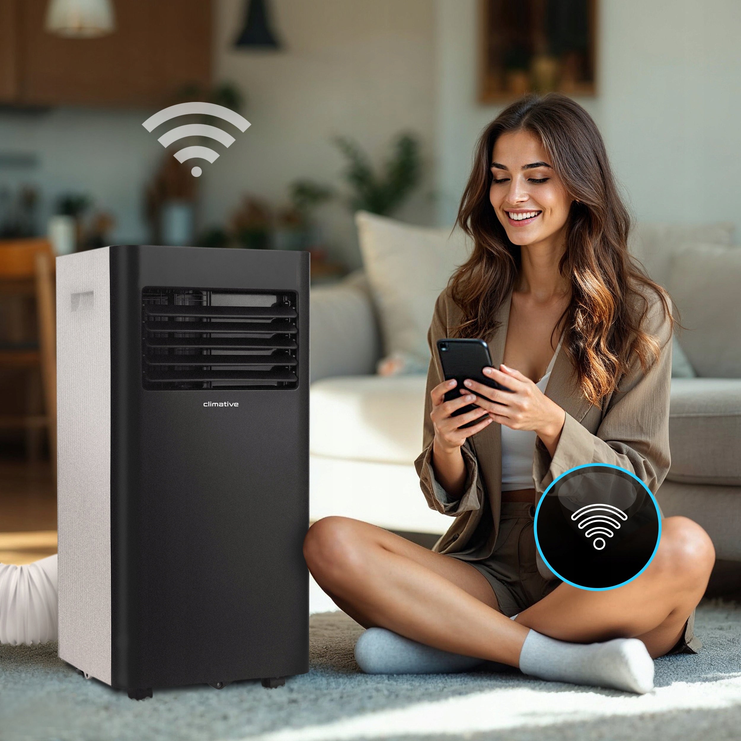 Portable Room Air Conditioner DUO 3kW WiFi 30m2 Quiet Dehumidifier Seal Brand Climative