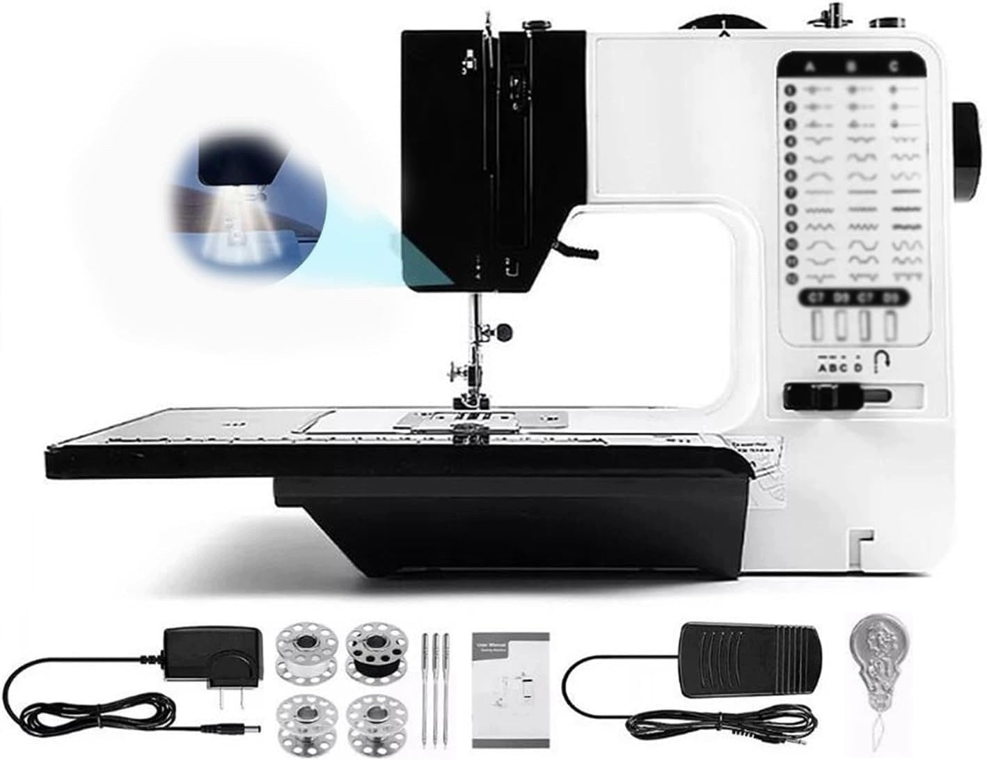 Portable Sewing Machine 38 Stitches Magnifying Table LED Pedal Packaging status original