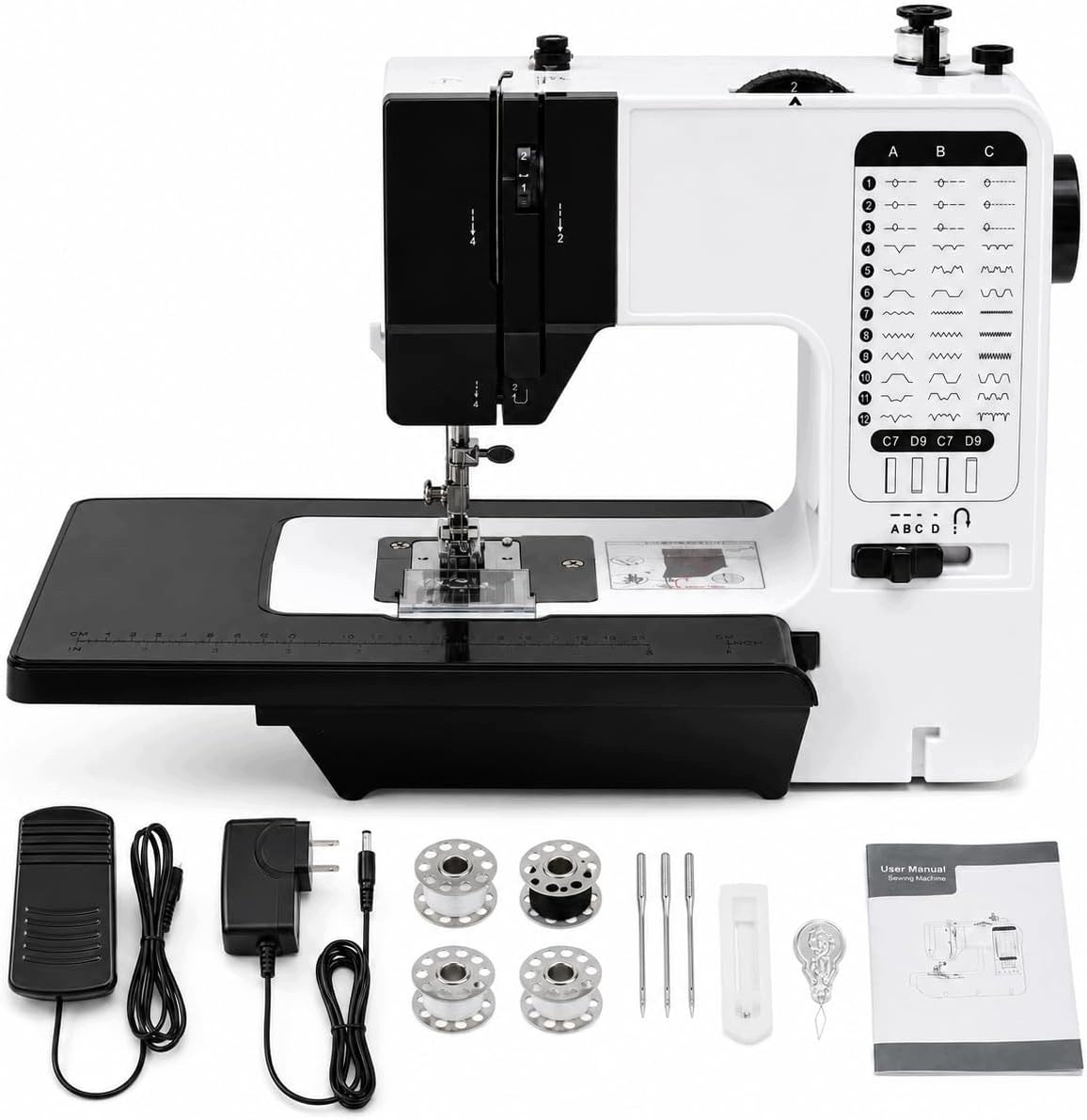 Portable Sewing Machine 38 Stitches Magnifying Table LED Pedal