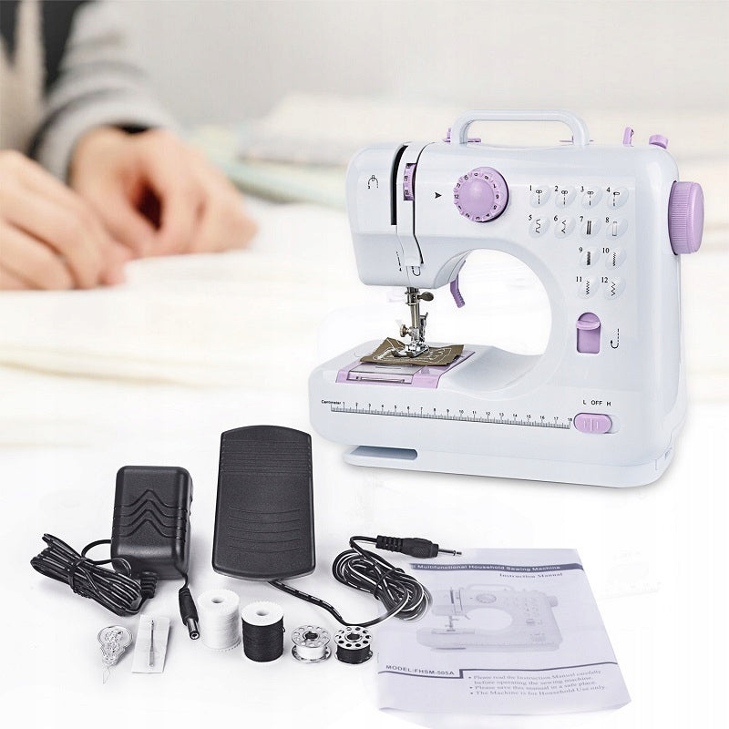 Portable Sewing Machine With Pedal VORTECH + Tailor Set Freebie Dominant color white