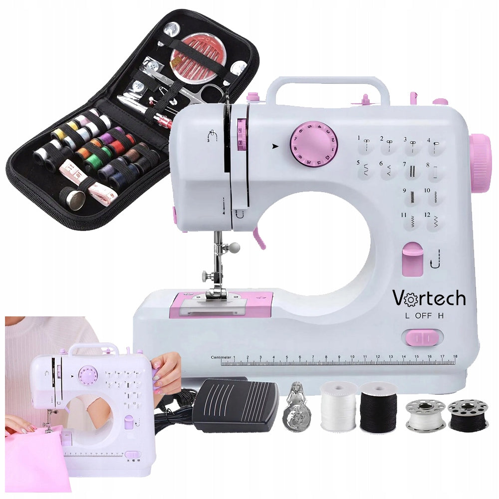 Portable Sewing Machine With Pedal VORTECH + Tailor Set Freebie