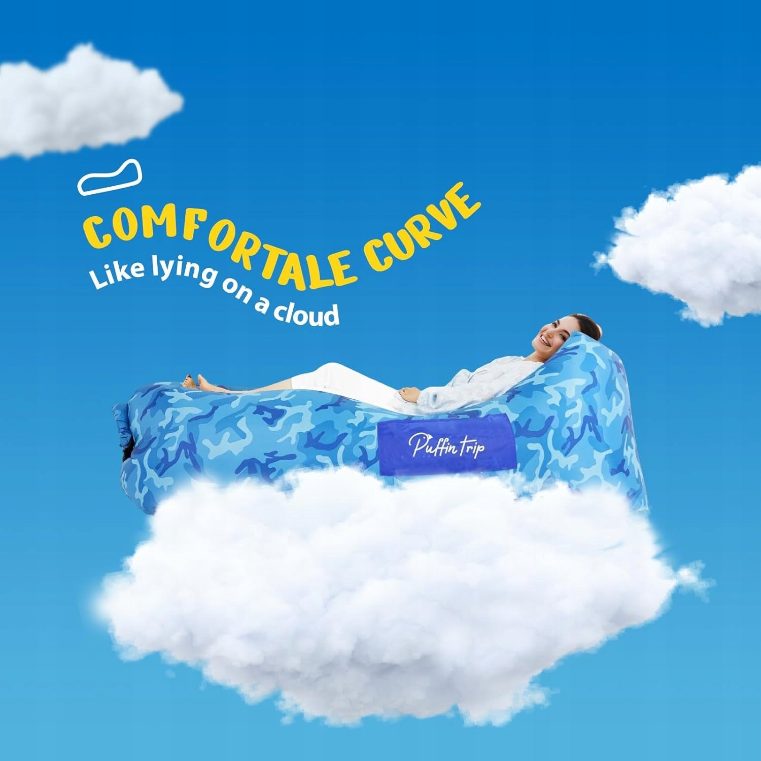 Portable Sun Lounger Inflatable Air Couch Ergonomic Blue Brand no brand