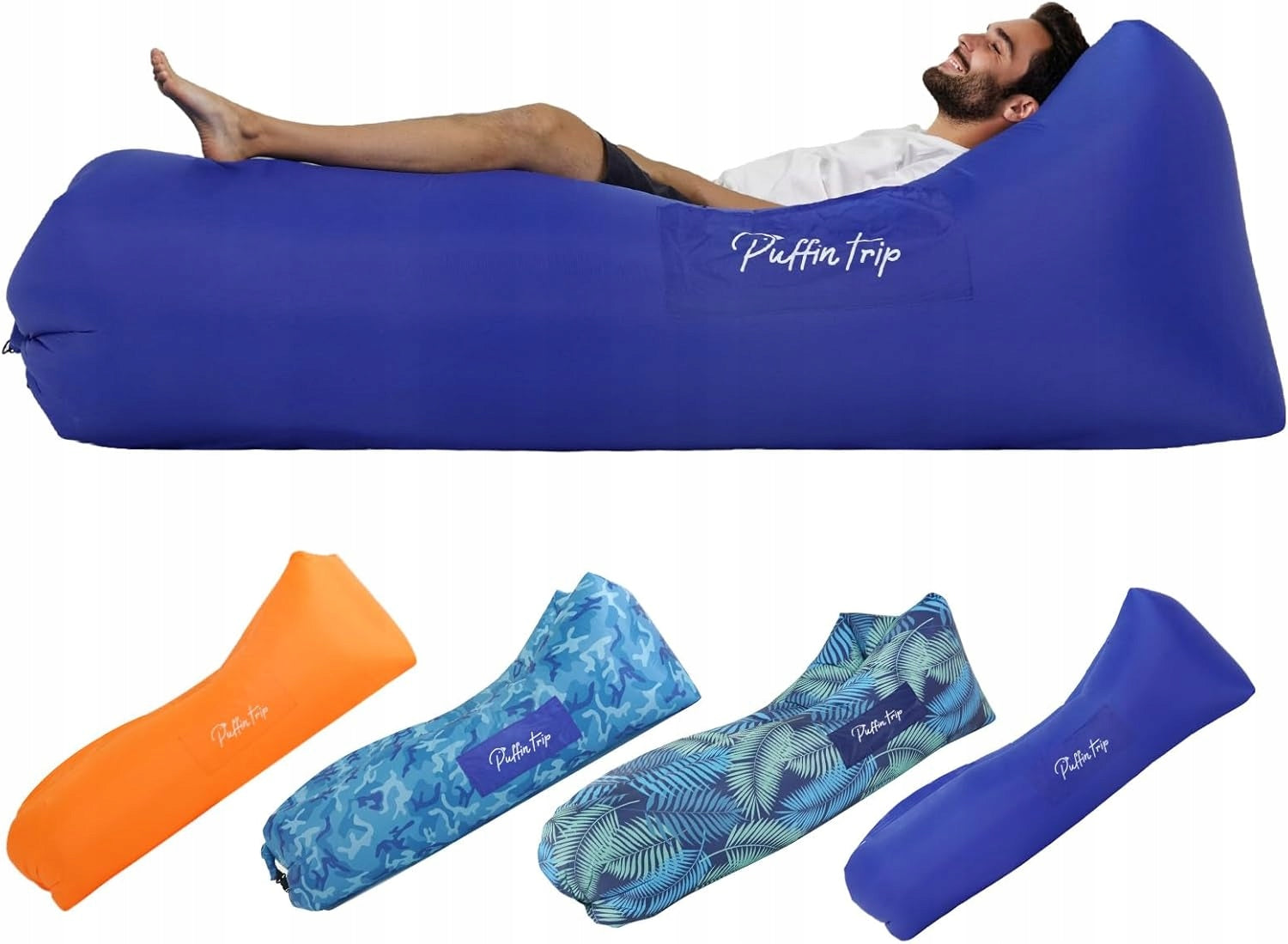 Portable Sun Lounger Inflatable Air Couch Ergonomic Blue