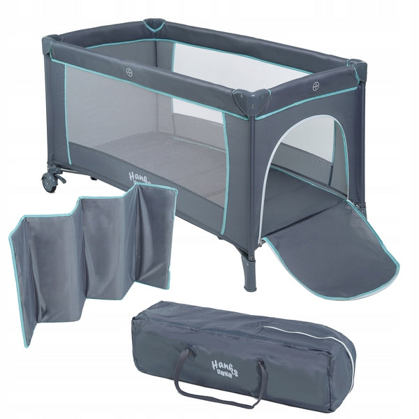 Portable Travel Cot Folding Travel Playpen Accessories Grey 2in1
