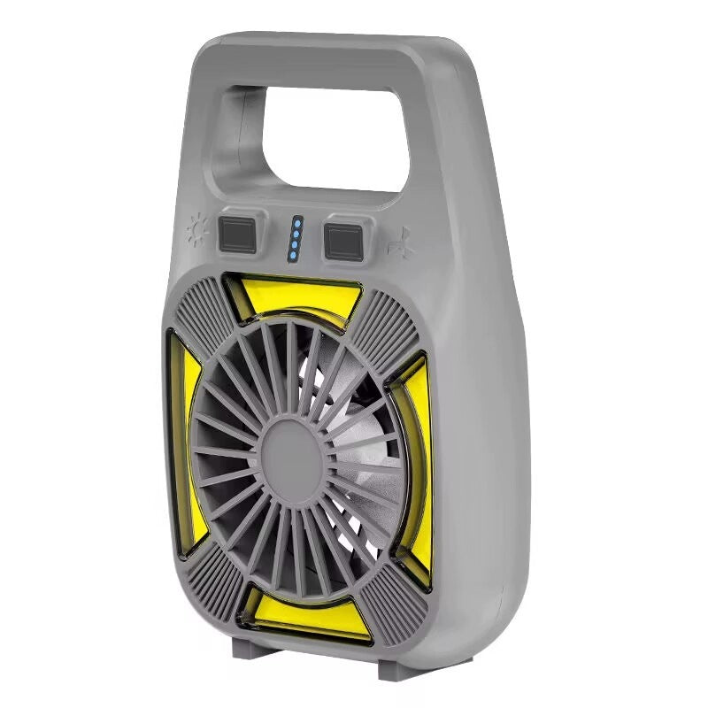 Portable USB Fan with LED Lamp, Emergency Alarm, for Camping and Travel