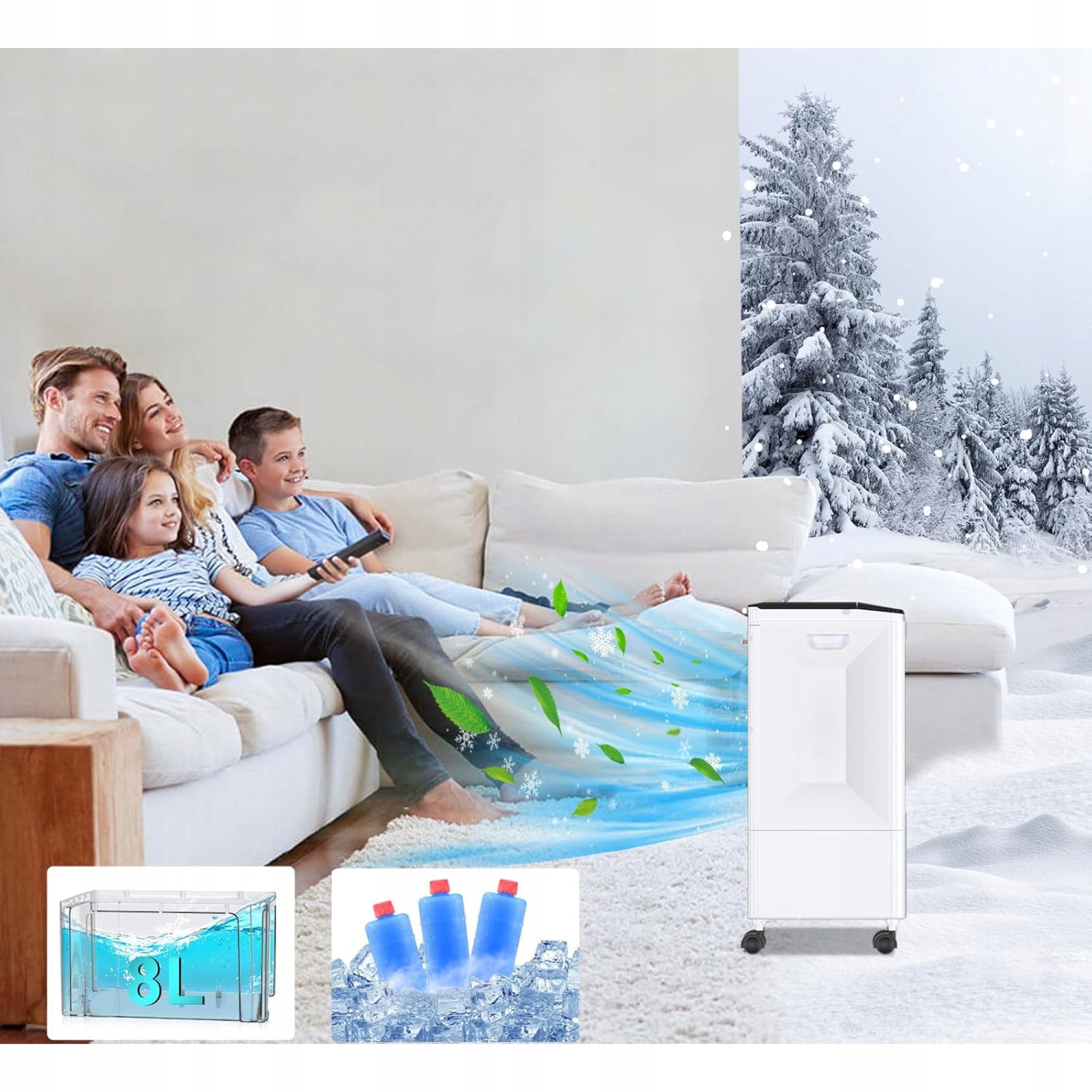 Portable Water Air Conditioner 60W Energy Saving With Timer And Tank 5.5L Power 60 W
