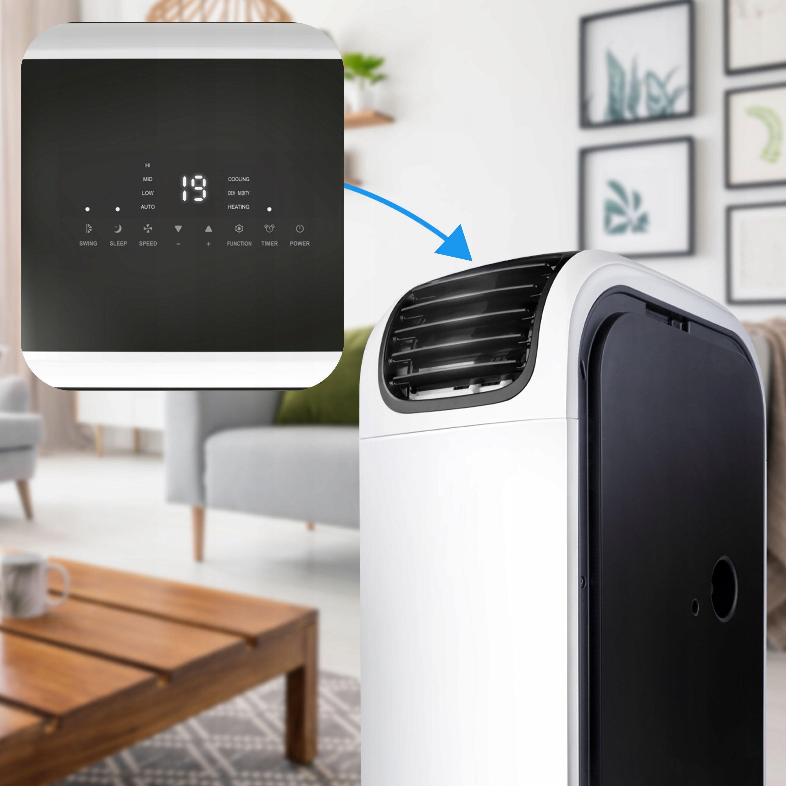 Portable air conditioner 4in1 EBERG QUBO 4kW Dehumidifies 70l/24h+WiFi +Heat pump Cooling power 4000 W