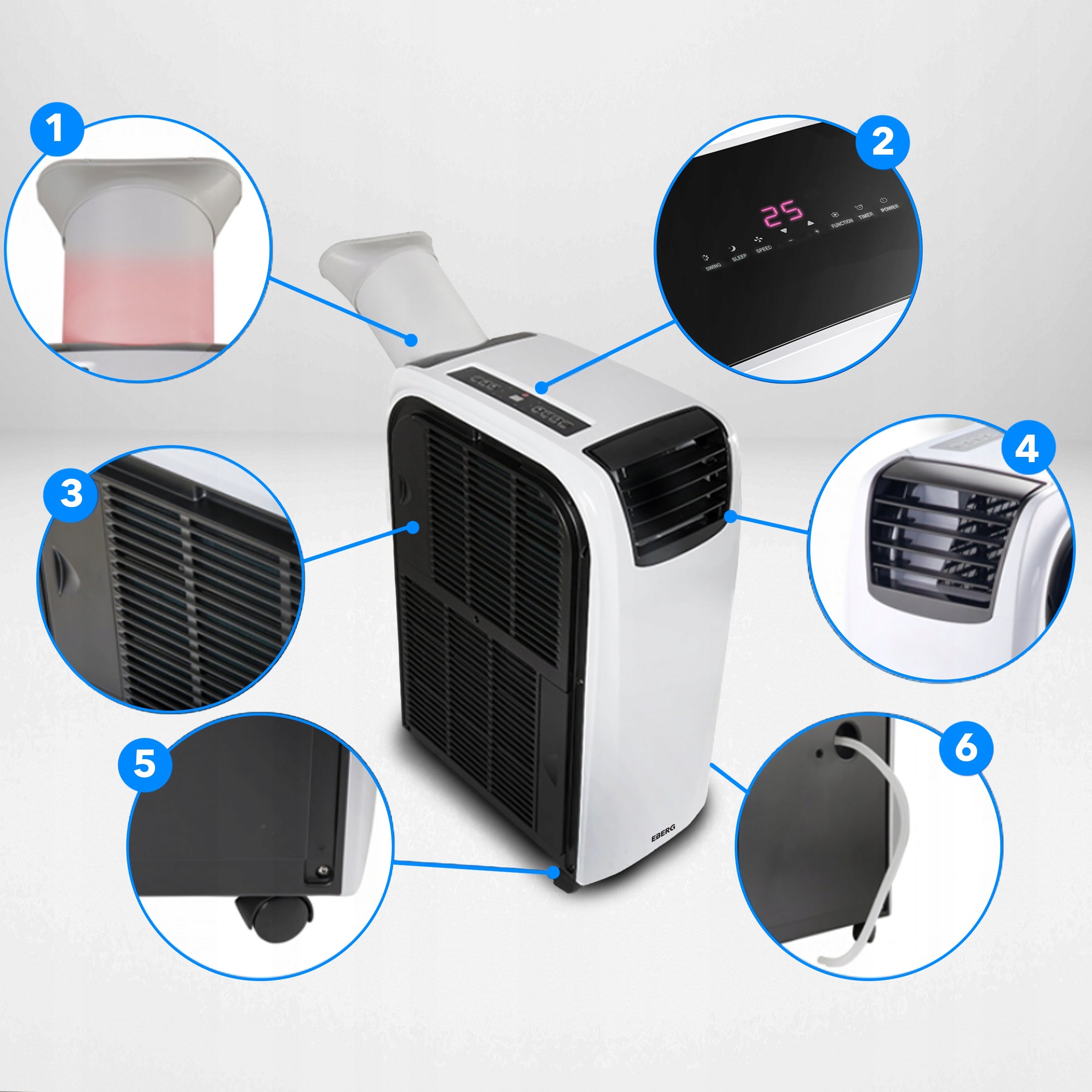 Portable air conditioner 4in1 EBERG QUBO 4kW Dehumidifies 70l/24h+WiFi +Heat pump Energy class - cooling A