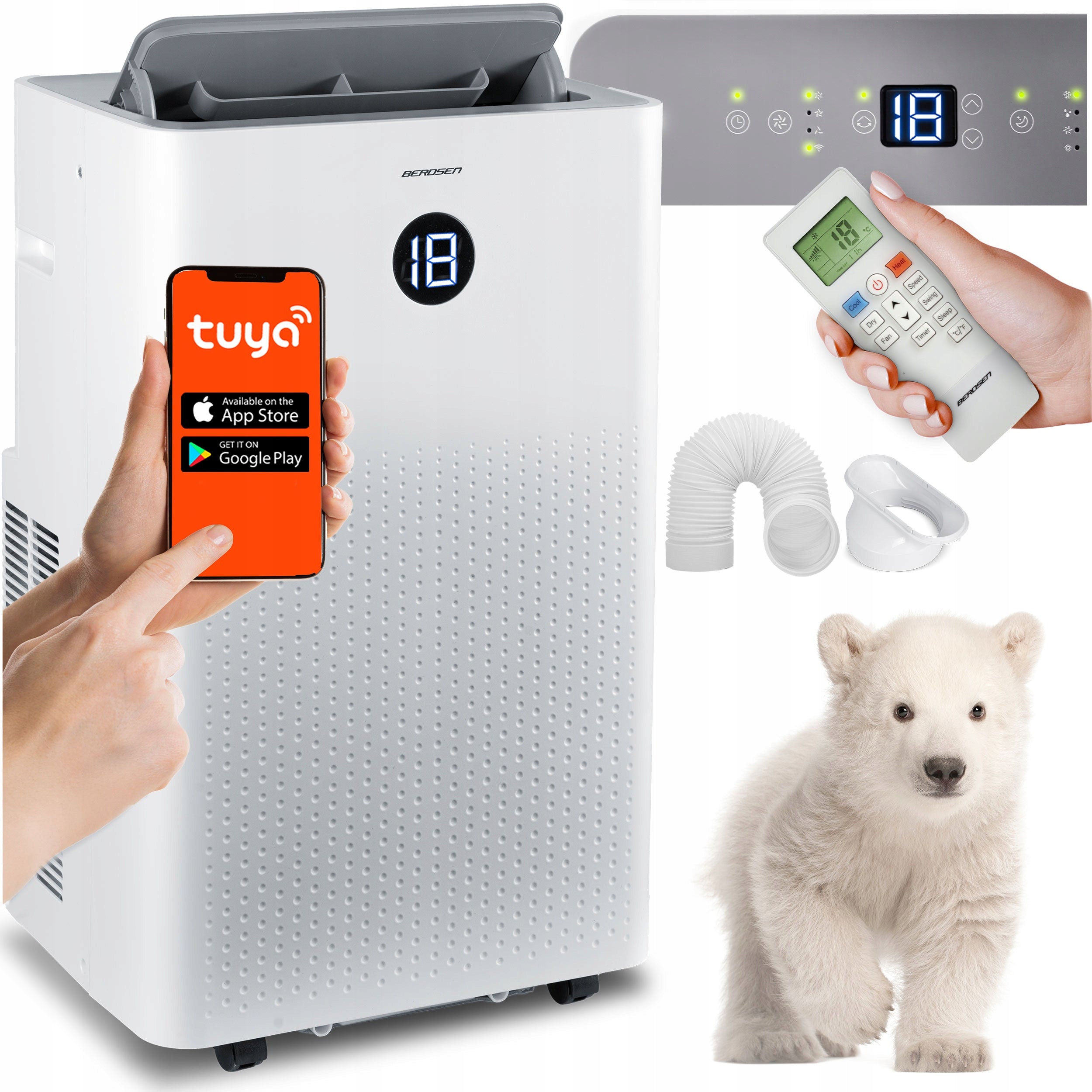 Portable air conditioner 5w1 14000 BTU dehumidifier heating WiFi 37l/24h Berdsen