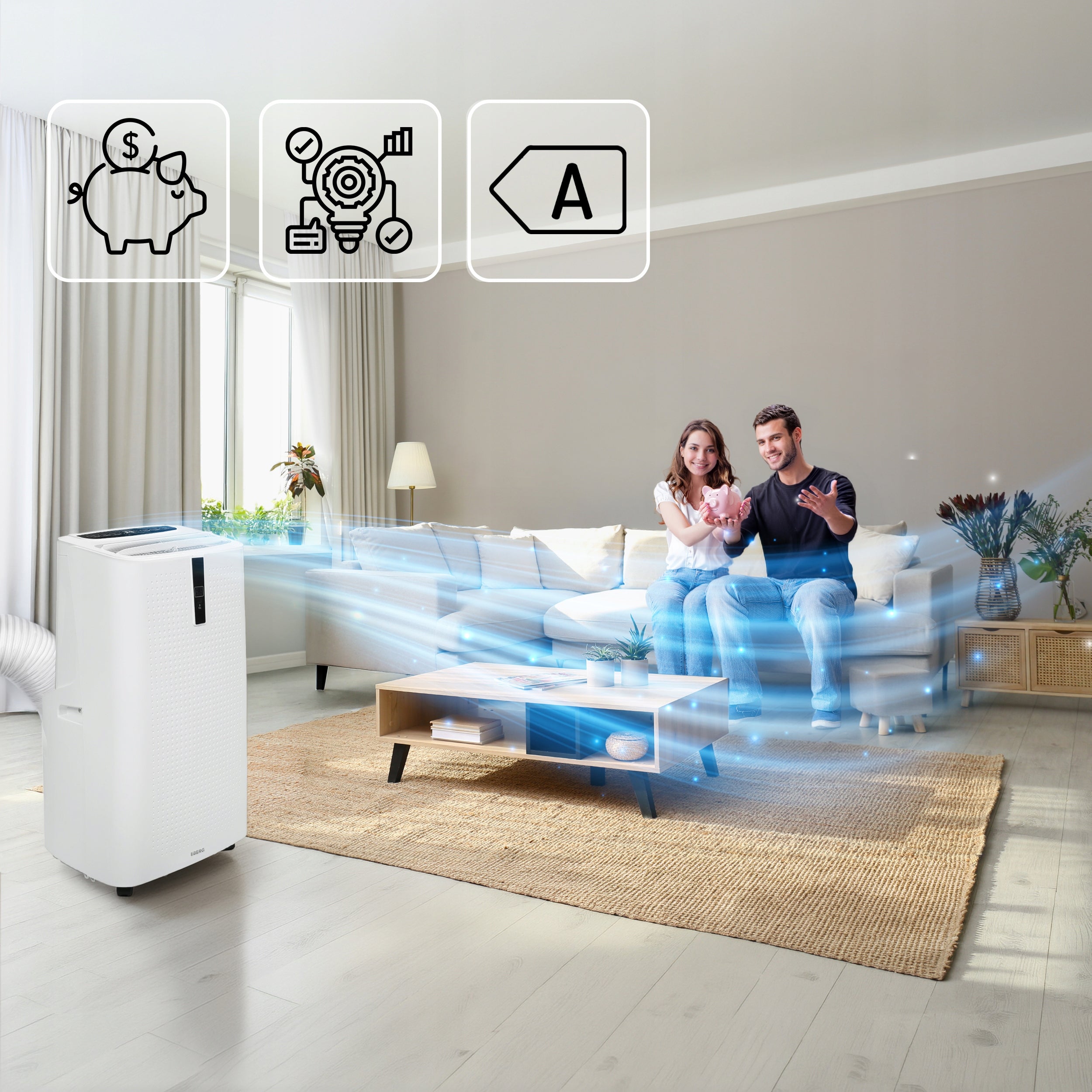 Portable air conditioner EBERG ENVA 3,5kW 3in1 WiFi dehumidifier 56l/24h+ClimaLock Brand EBERG