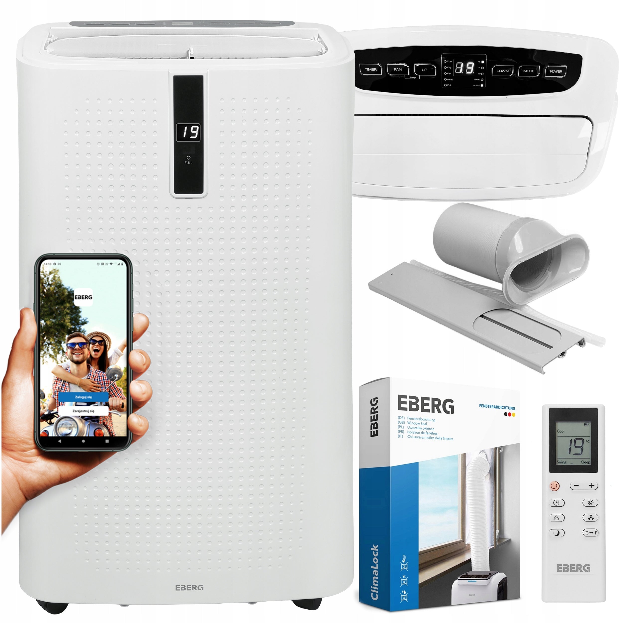 Portable air conditioner EBERG ENVA 3,5kW 3in1 WiFi dehumidifier 56l/24h+ClimaLock