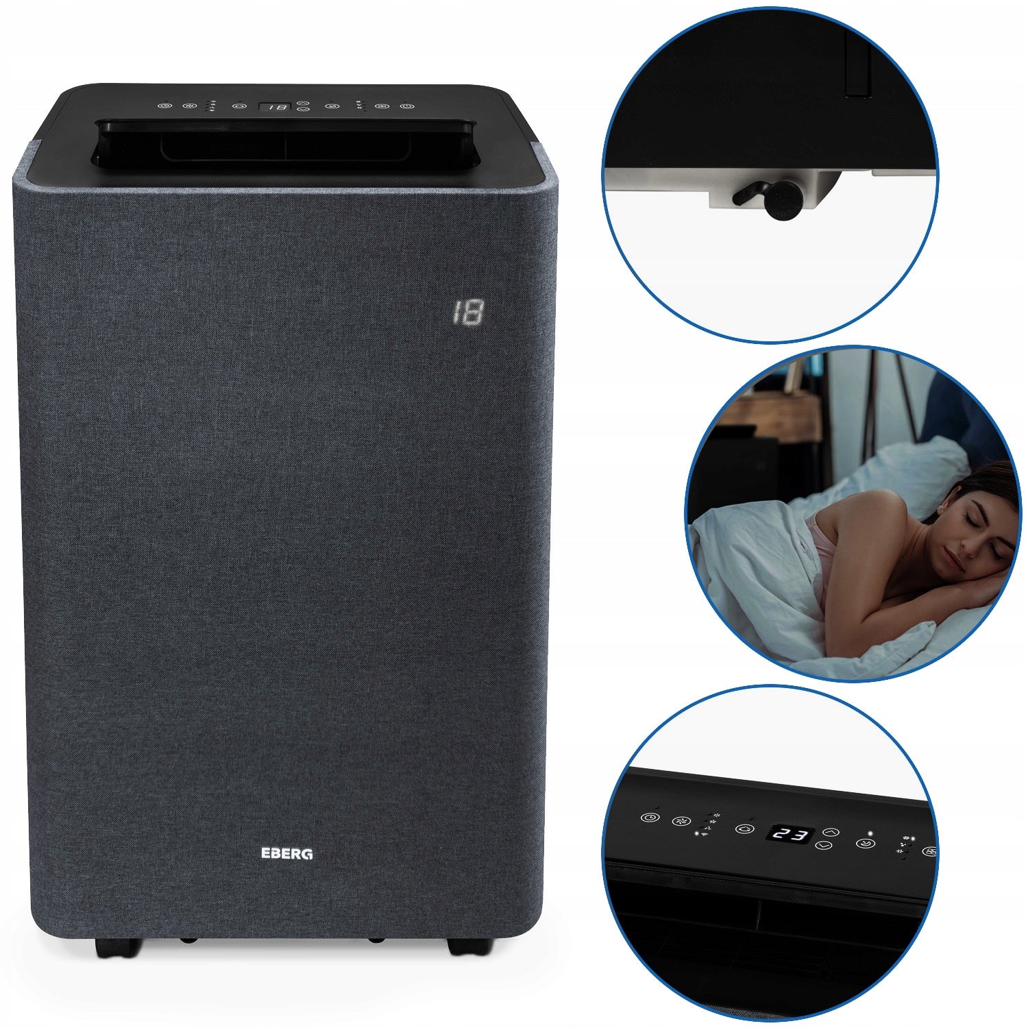 Portable air conditioner EBERG TEXO 3,5kW +WiFi +ClimaLock quiet powerful 2xLED Packaging status original